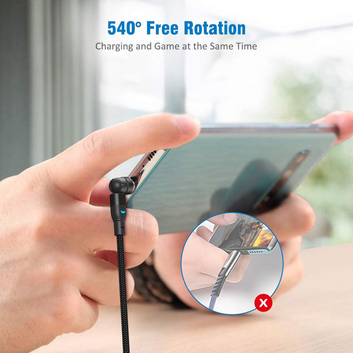 Cable de Carga Magnético A.S 360 1.83m 3 en 1 USB C Micro USB