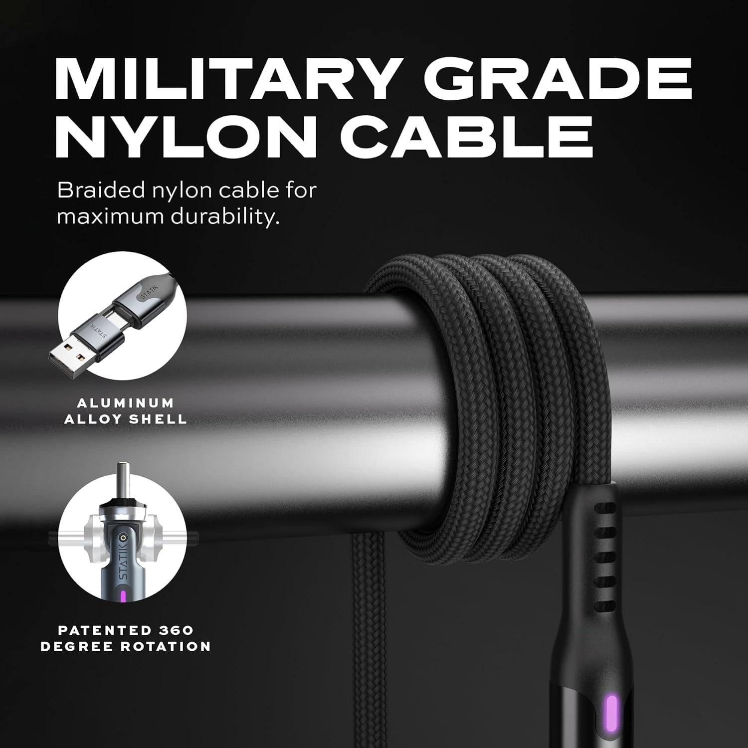 Cable de carga rápida USB C STATIK PowerPivot Pro 2M 100W