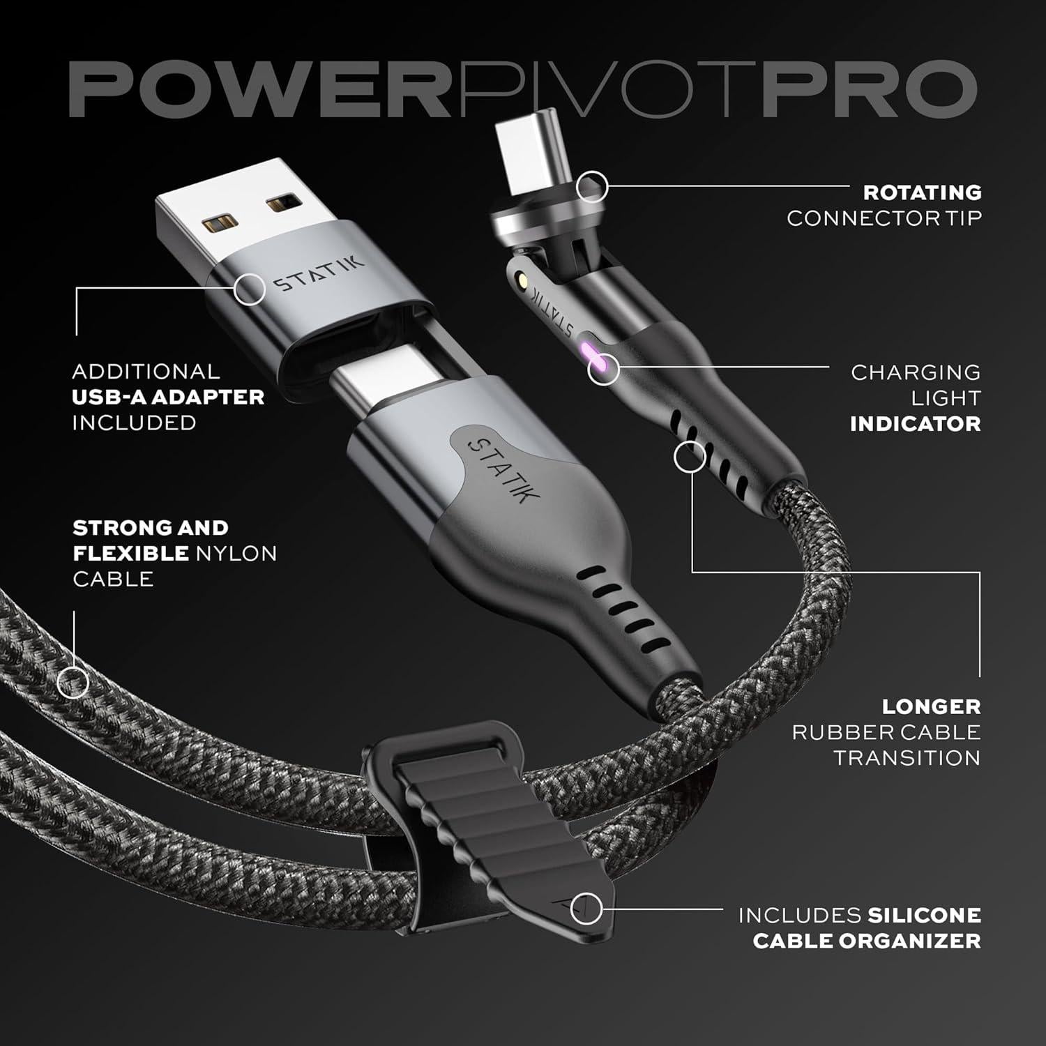 Cable de carga rápida USB C STATIK PowerPivot Pro 2M 100W