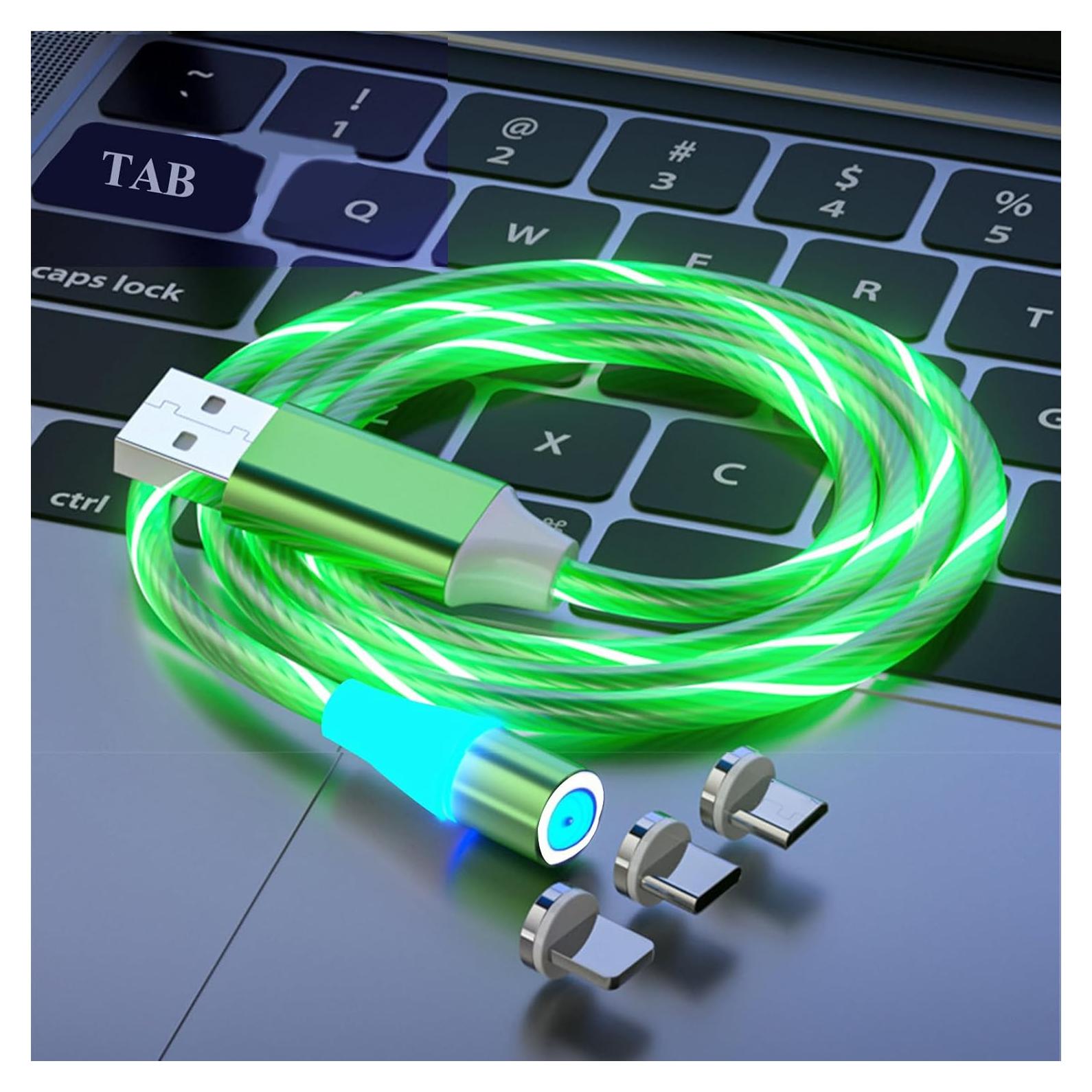 Cable de carga magnético 3 en 1 Opligevo 1m LED verde