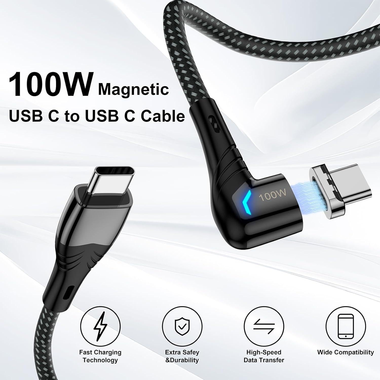 Cable de carga magnético USB C 100W CNakdDG 1.52m (2 unidades)
