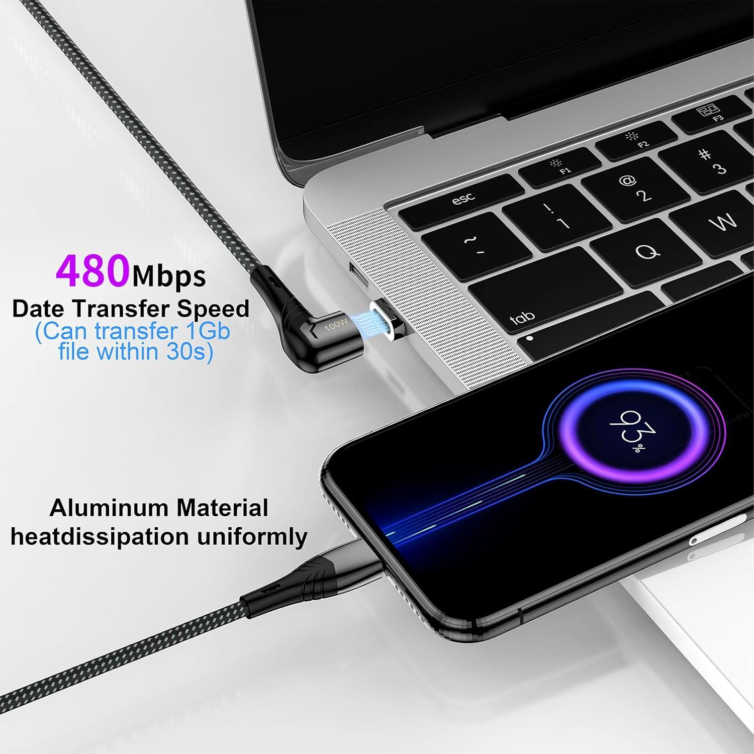 Cable de carga magnético USB C 100W CNakdDG 1.52m (2 unidades)