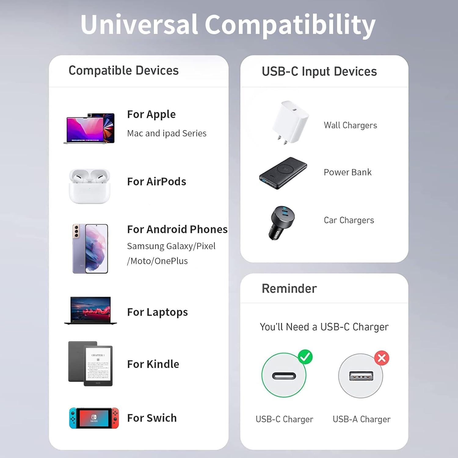 Cable de carga magnético USB C 100W CNakdDG 1.52m (2 unidades)