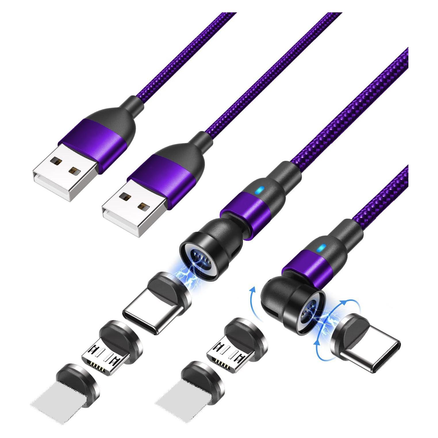 Cable de Carga Magnético 2Pack Bithai USB C y Micro USB 0.49m