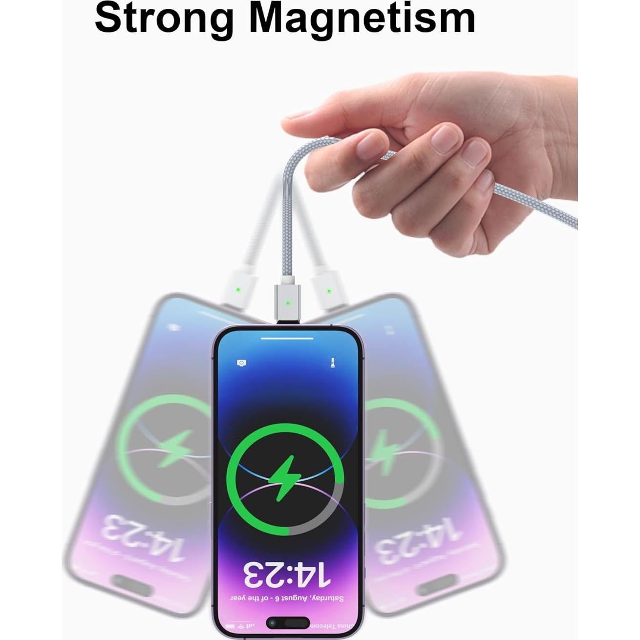 Cable de Carga Magnético ZBF 3A 4-Pack 1-2 m USB C Micro USB