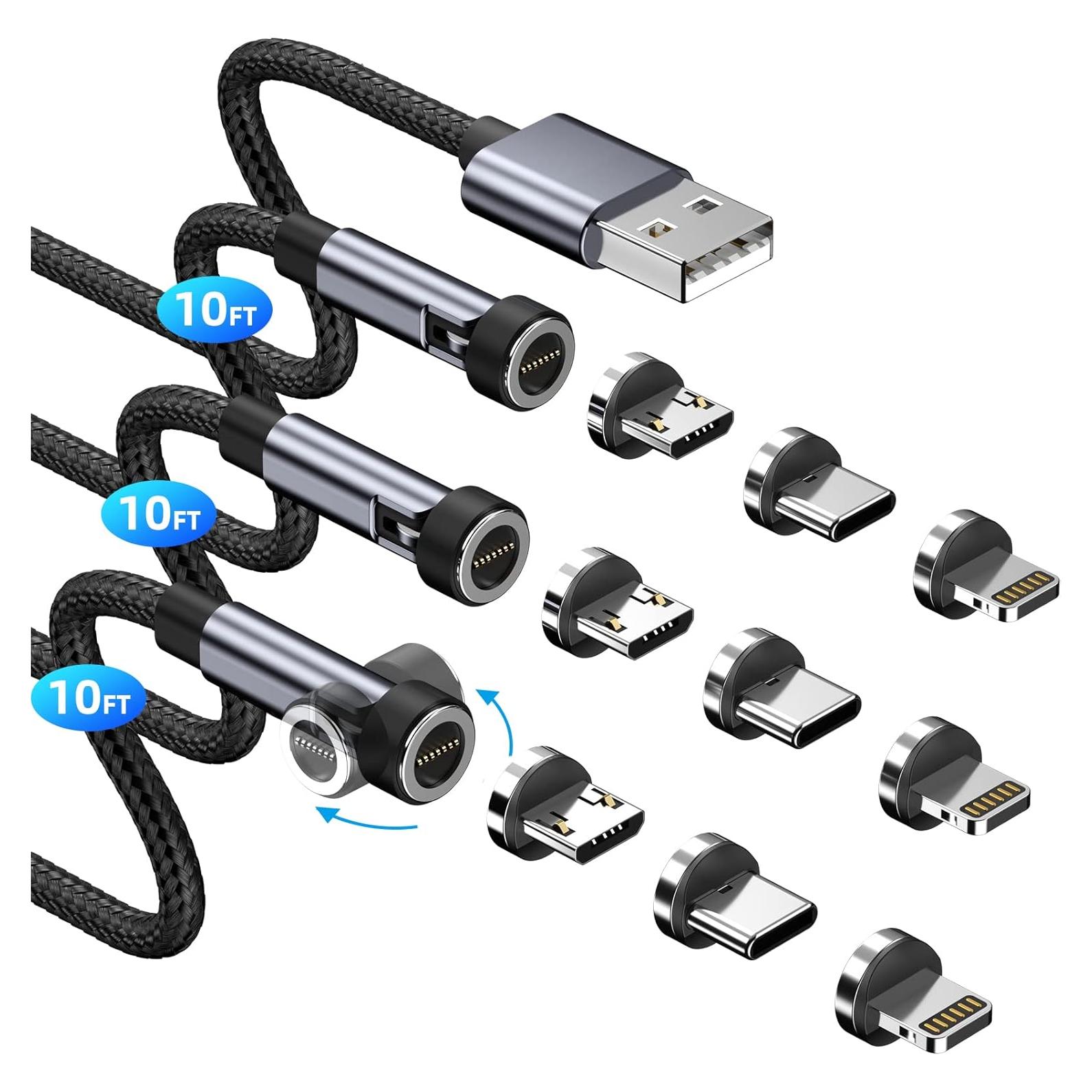 Cable de Carga Magnético 3 en 1 Ankndo 3.05m Carga Rápida 3A