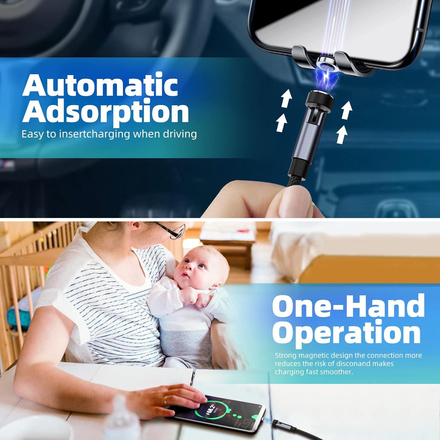 Cable de Carga Magnético 3 en 1 Ankndo 3.05m Carga Rápida 3A