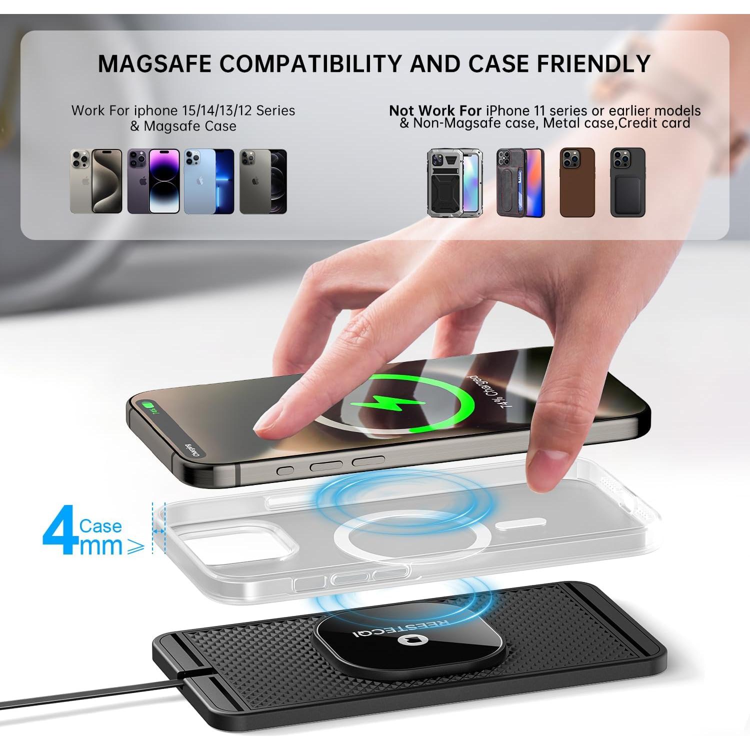 Base de Carga Inalámbrica Magnética REESTECQI 15W para iPhone