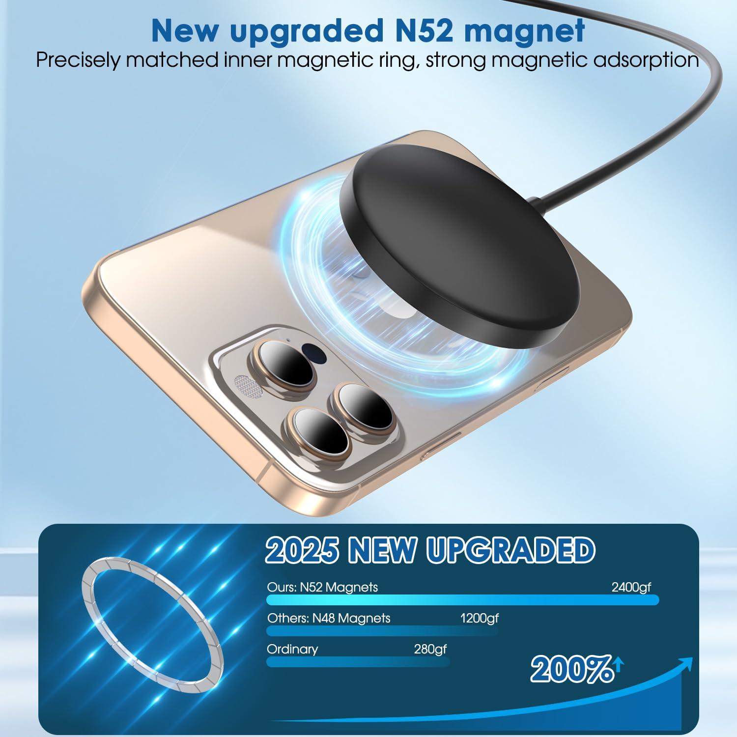 Cargador Inalámbrico Magnético 15W 6FT para iPhone y AirPods