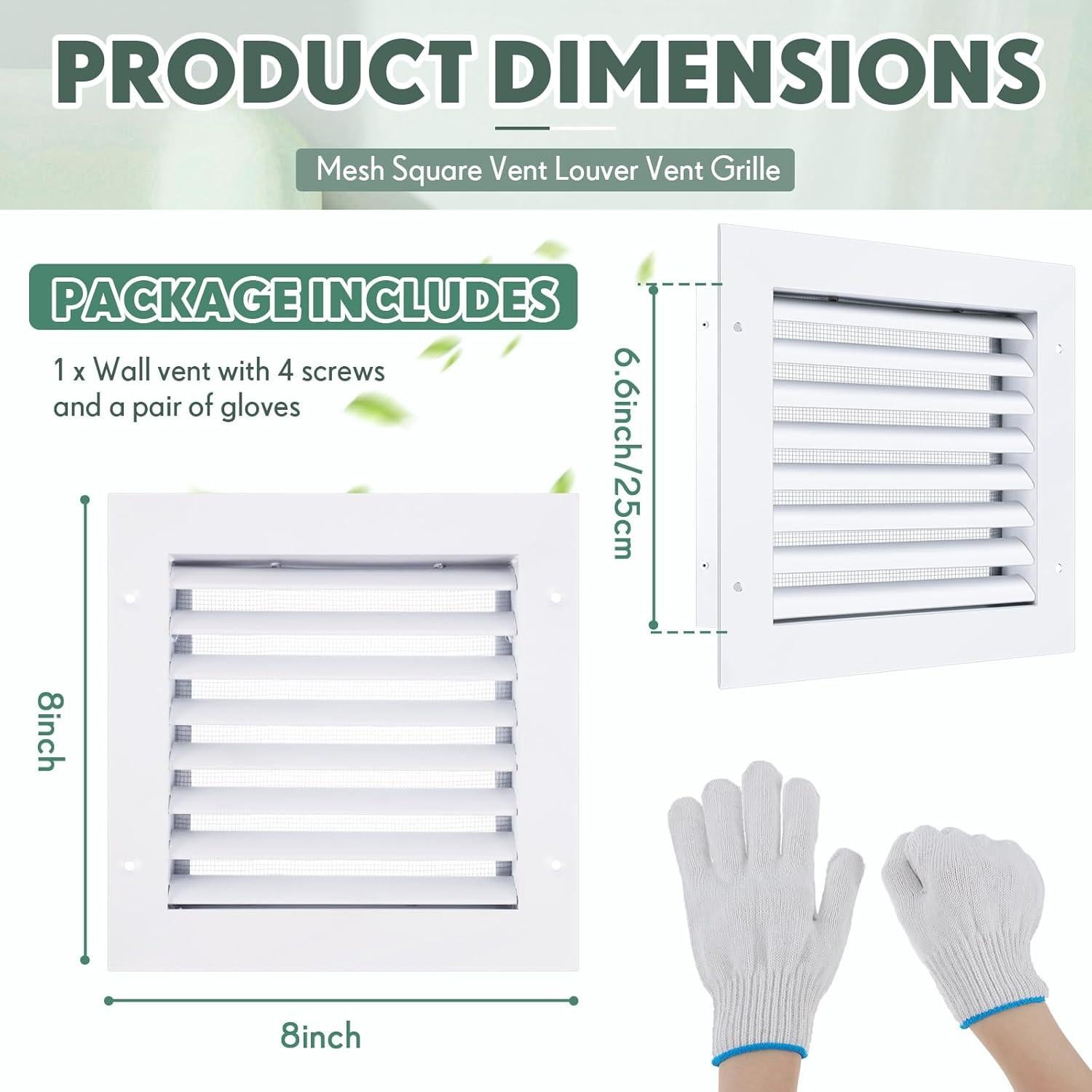 Rejilla de Ventilación Hicarer 20.32 cm Aluminio Blanco