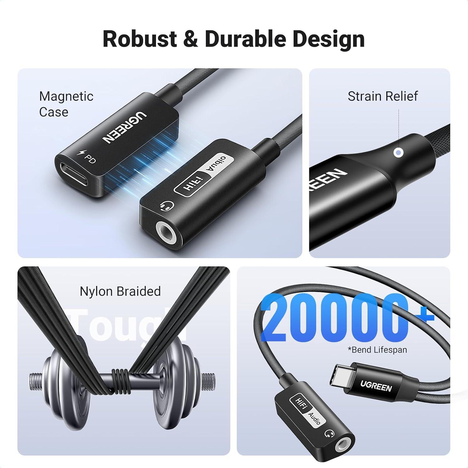 Adaptador UGREEN USB C a 3.5mm y Cargador Rápido 60W
