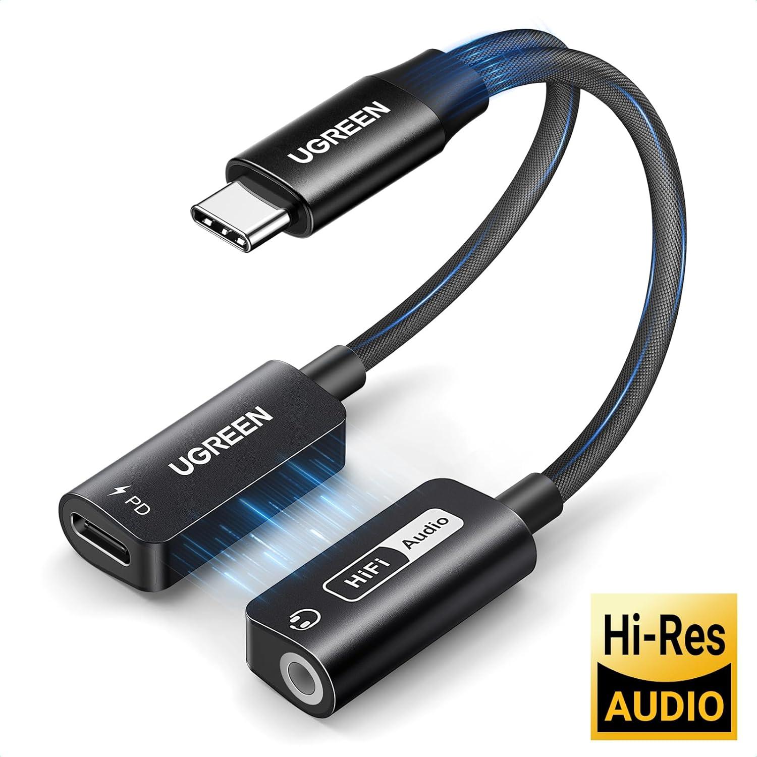 Adaptador UGREEN USB C a 3.5mm y Cargador Rápido 60W