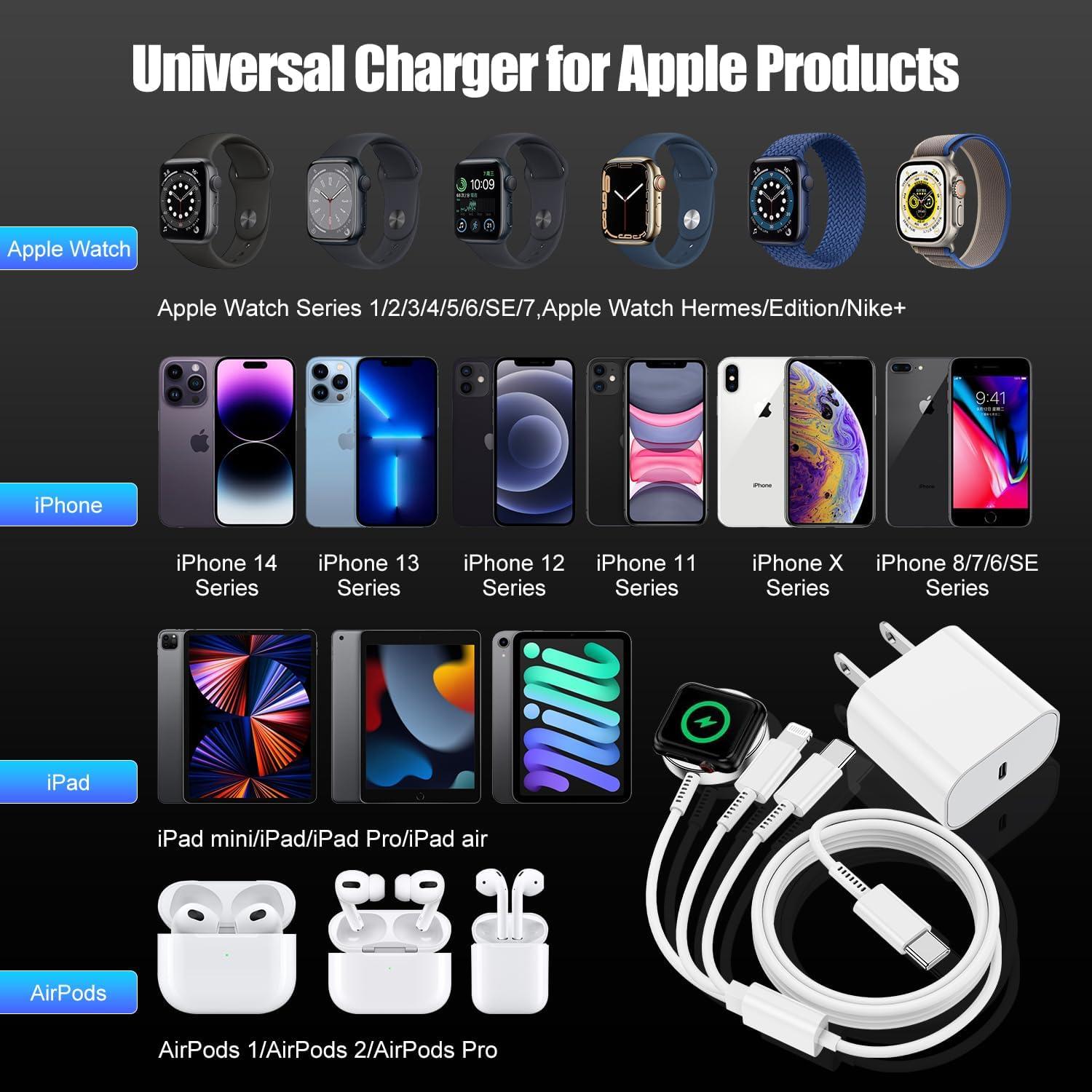 Cargador Magnético 3 en 1 USB C 20W para iPhone y Apple Watch