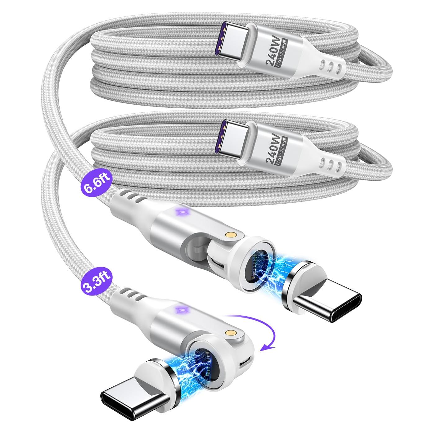 Cable de Carga Magnético USB C A.S Gen3 240W 1m/1.8m Blanco