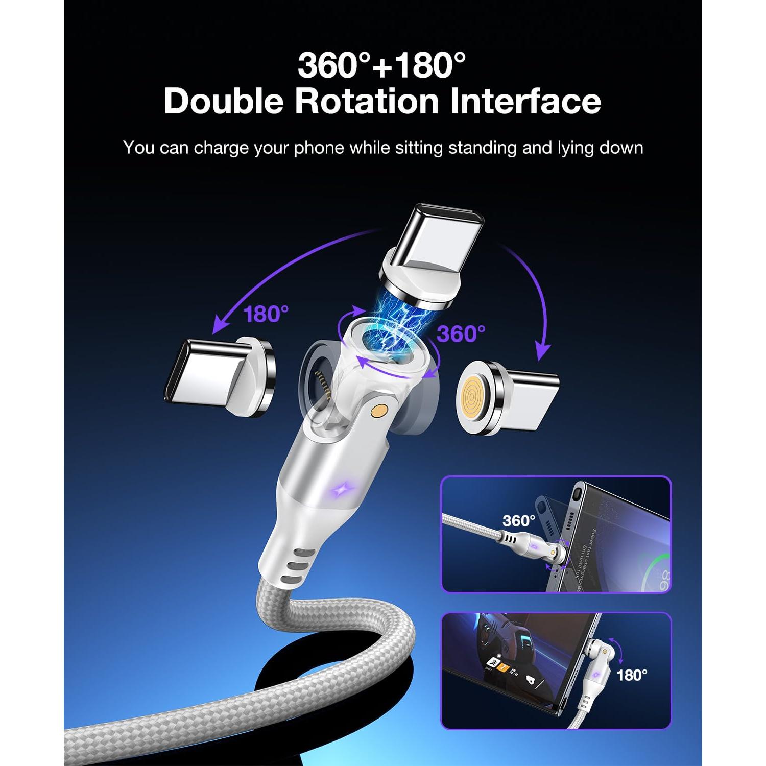 Cable de Carga Magnético USB C A.S Gen3 240W 1m/1.8m Blanco