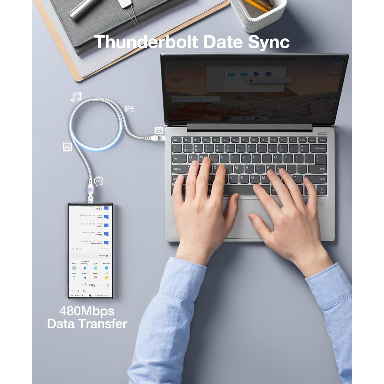 Cable de Carga Magnético USB C A.S Gen3 240W 1m/1.8m Blanco