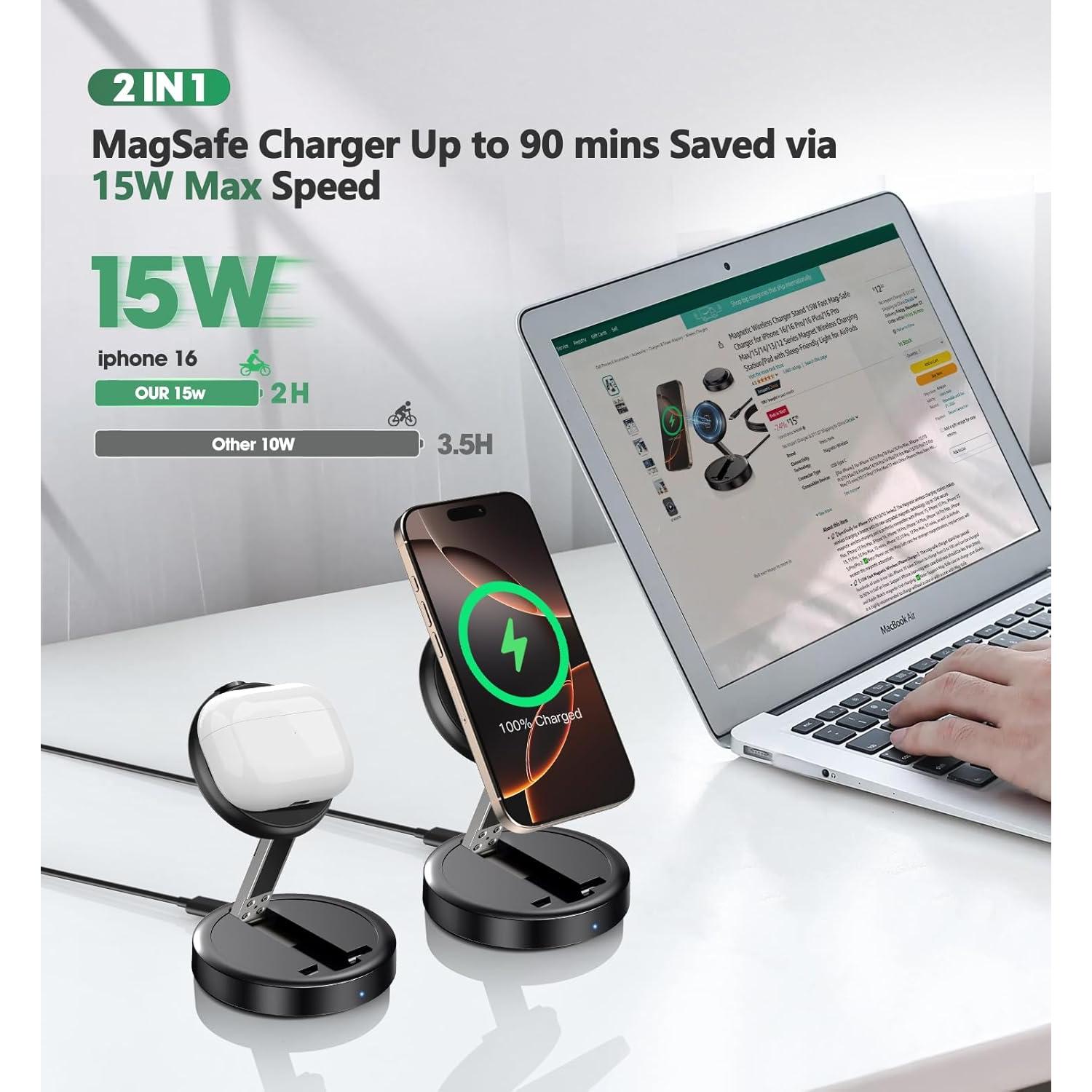 Cargador Inalámbrico Magnético 15W MagSafe para iPhone 16/15/14/13/12