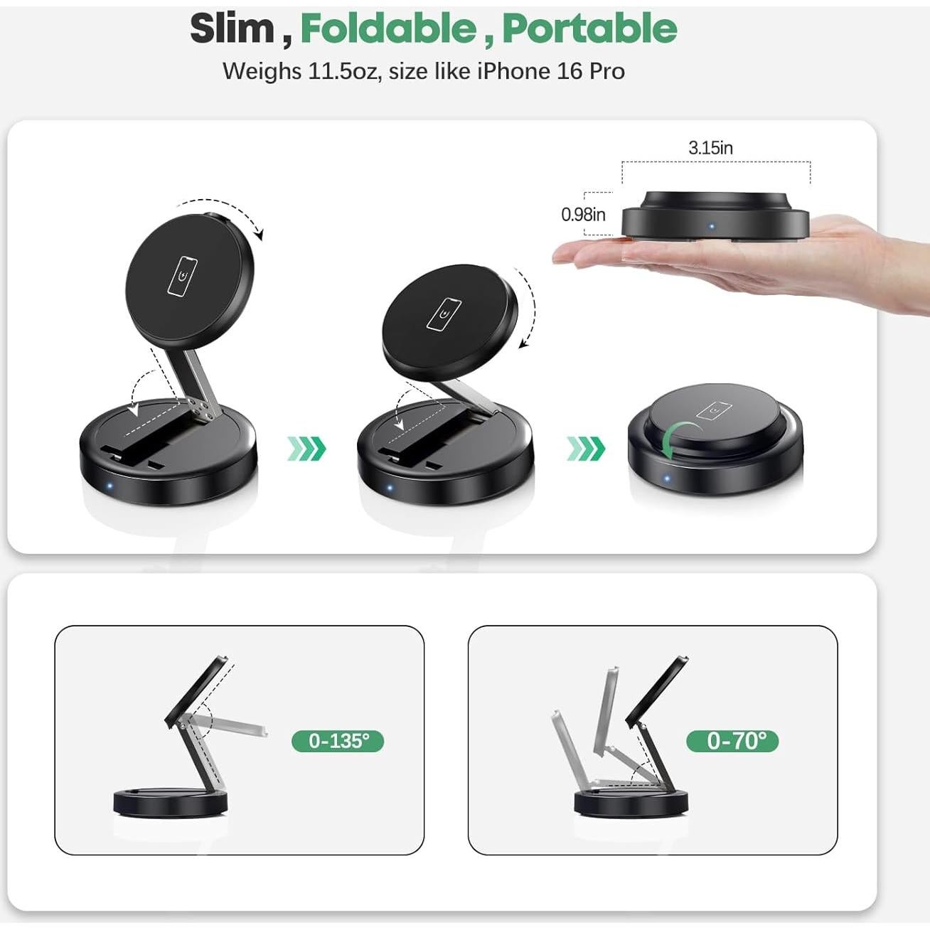 Cargador Inalámbrico Magnético 15W MagSafe para iPhone 16/15/14/13/12