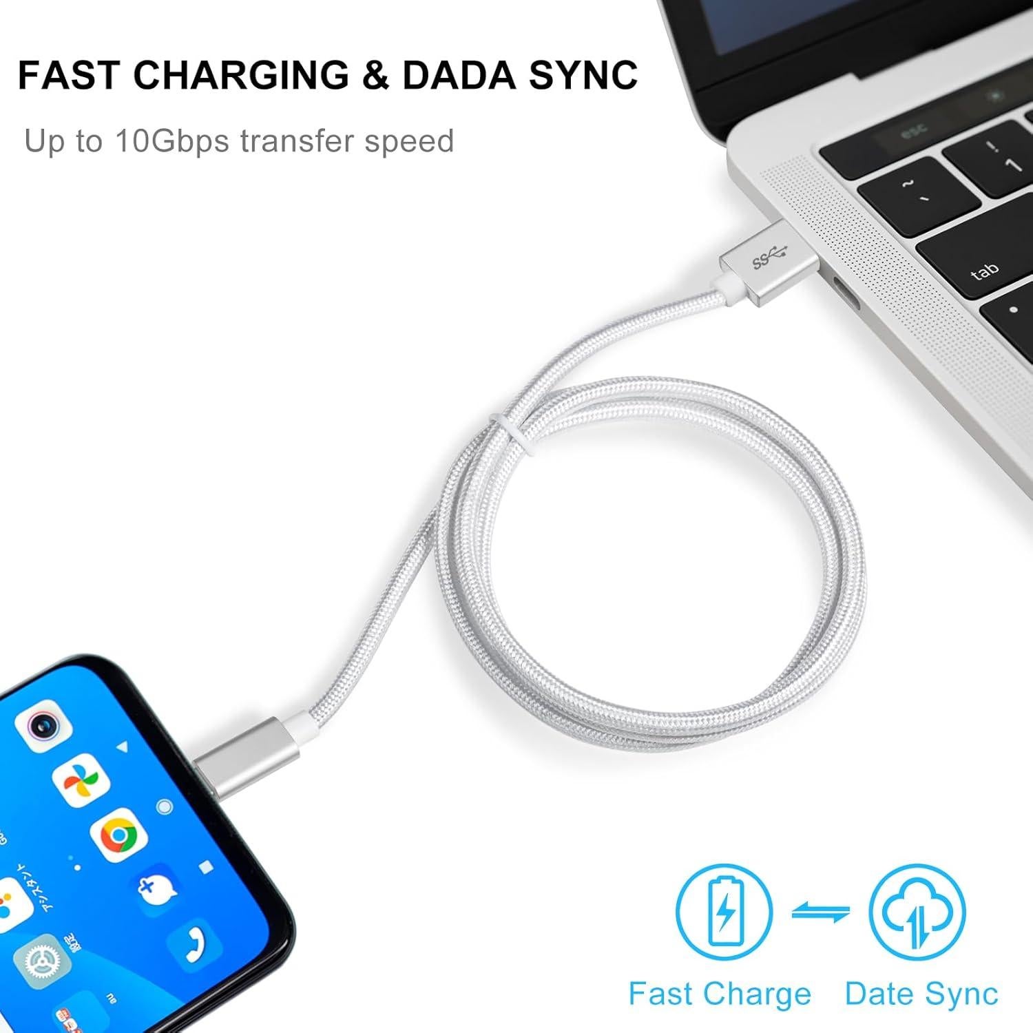 Cable de Datos Vortex USB Tipo-C 2m Carga Rápida 3A