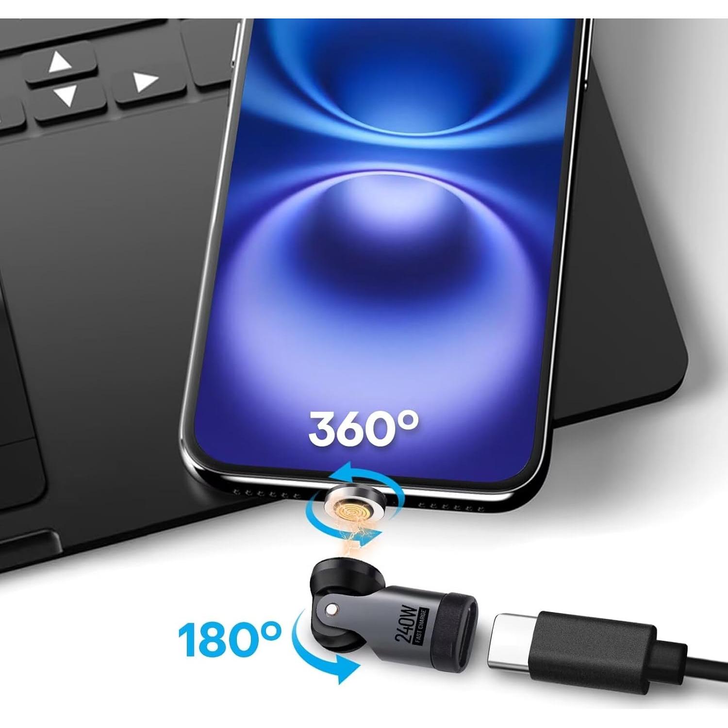 Adaptador Magnético USB C 240W Yossos 2 Paquete Carga Rápida