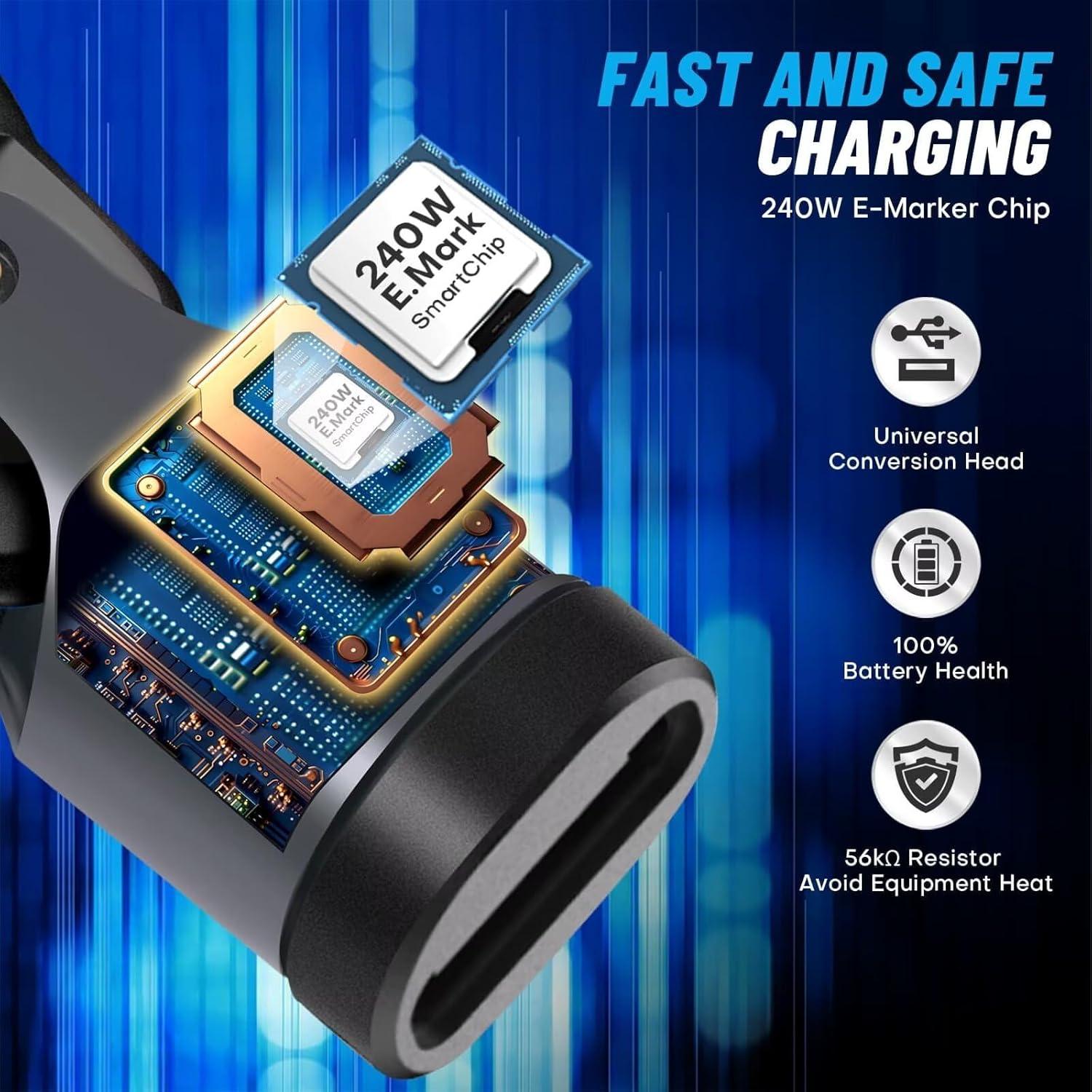 Adaptador Magnético USB C 240W Yossos 2 Paquete Carga Rápida