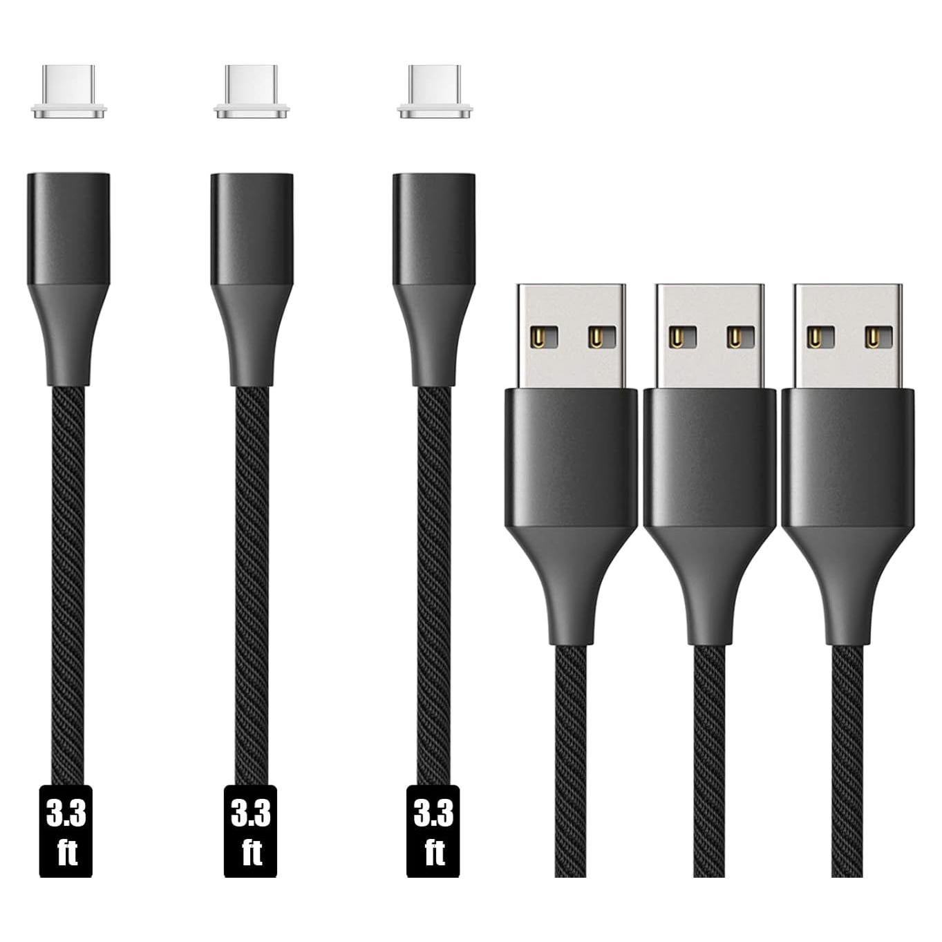 Cable de Carga Magnético N. NETDOT 1m USB-C Negro - 3 Pack