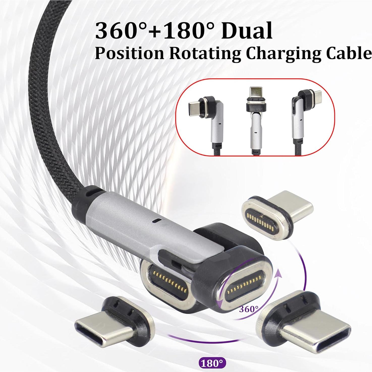 Cable de carga magnético 100W tipo C HCFeng 1m rotación 180°