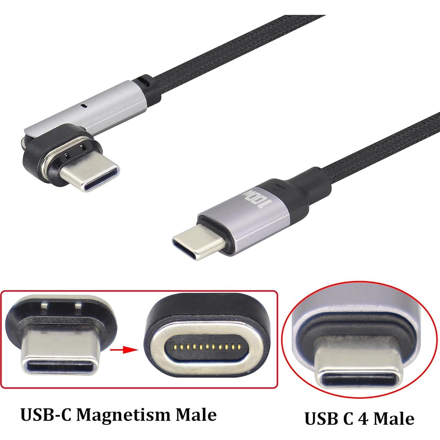 Cable de carga magnético 100W tipo C HCFeng 1m rotación 180°