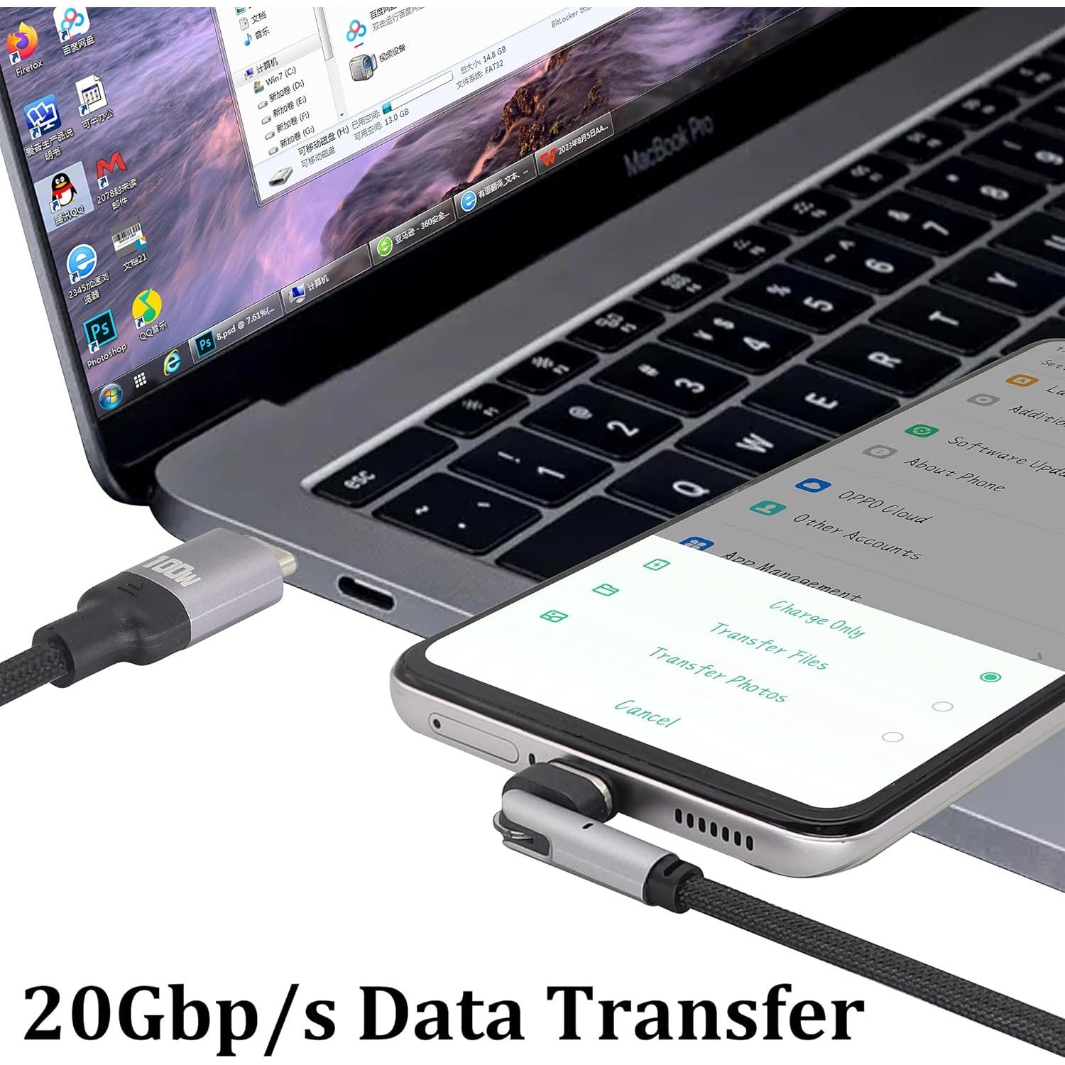 Cable de carga magnético 100W tipo C HCFeng 1m rotación 180°