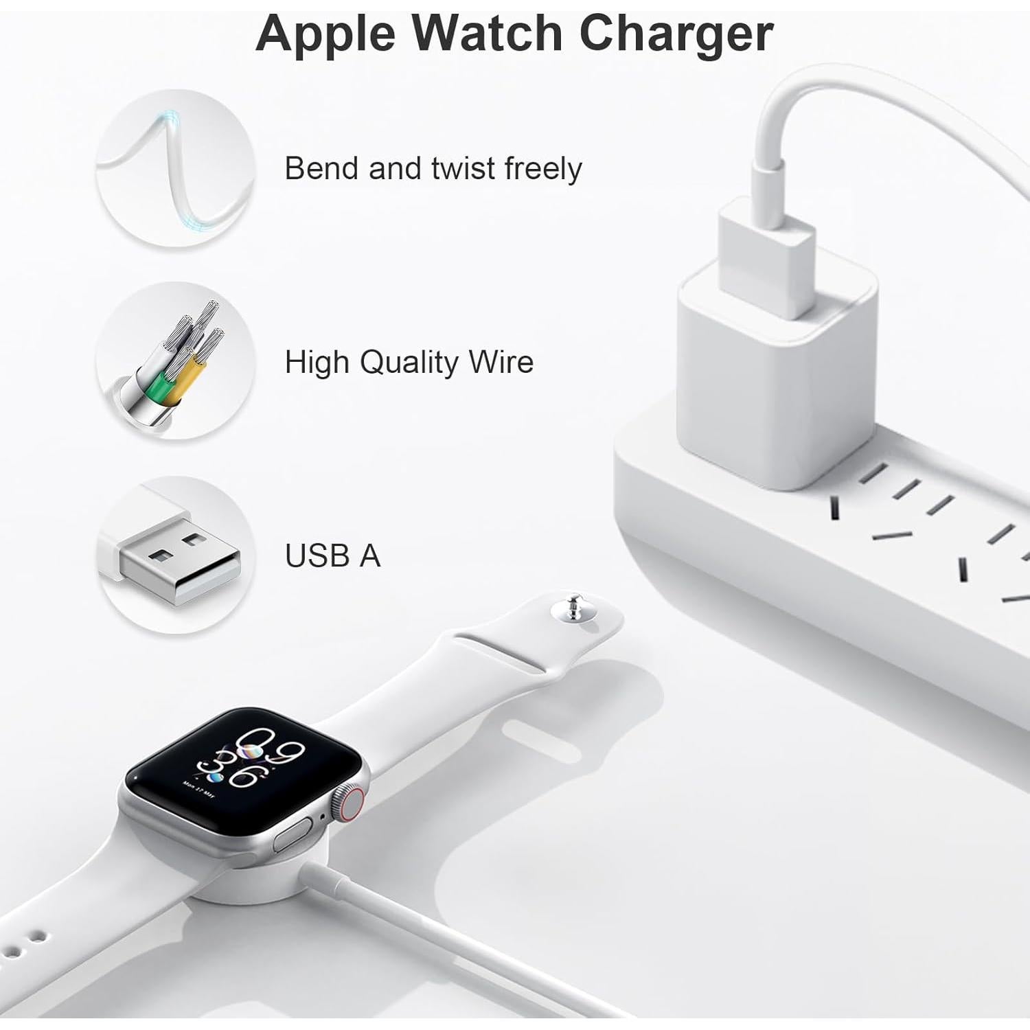Cargador Magnético JUCDEKE para Apple Watch 1M Blanco