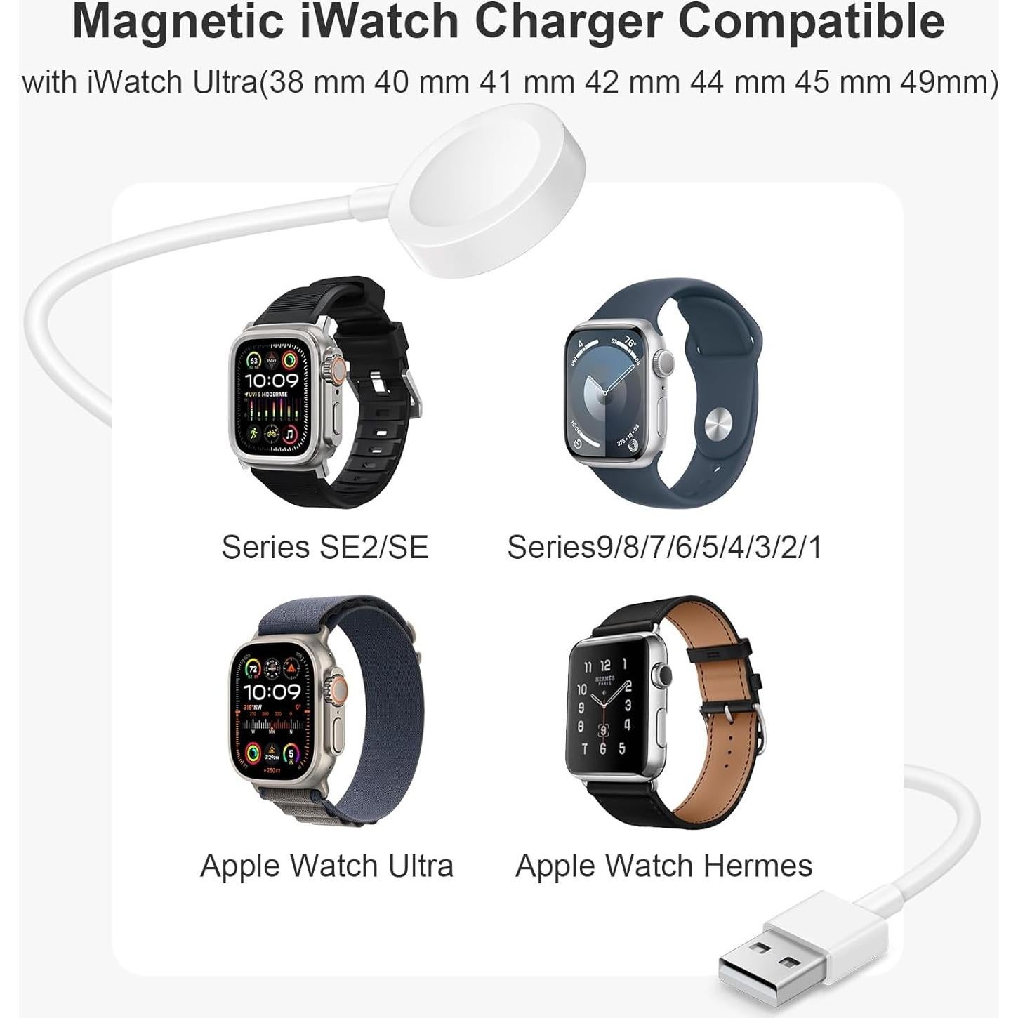 Cargador Magnético JUCDEKE para Apple Watch 1M Blanco