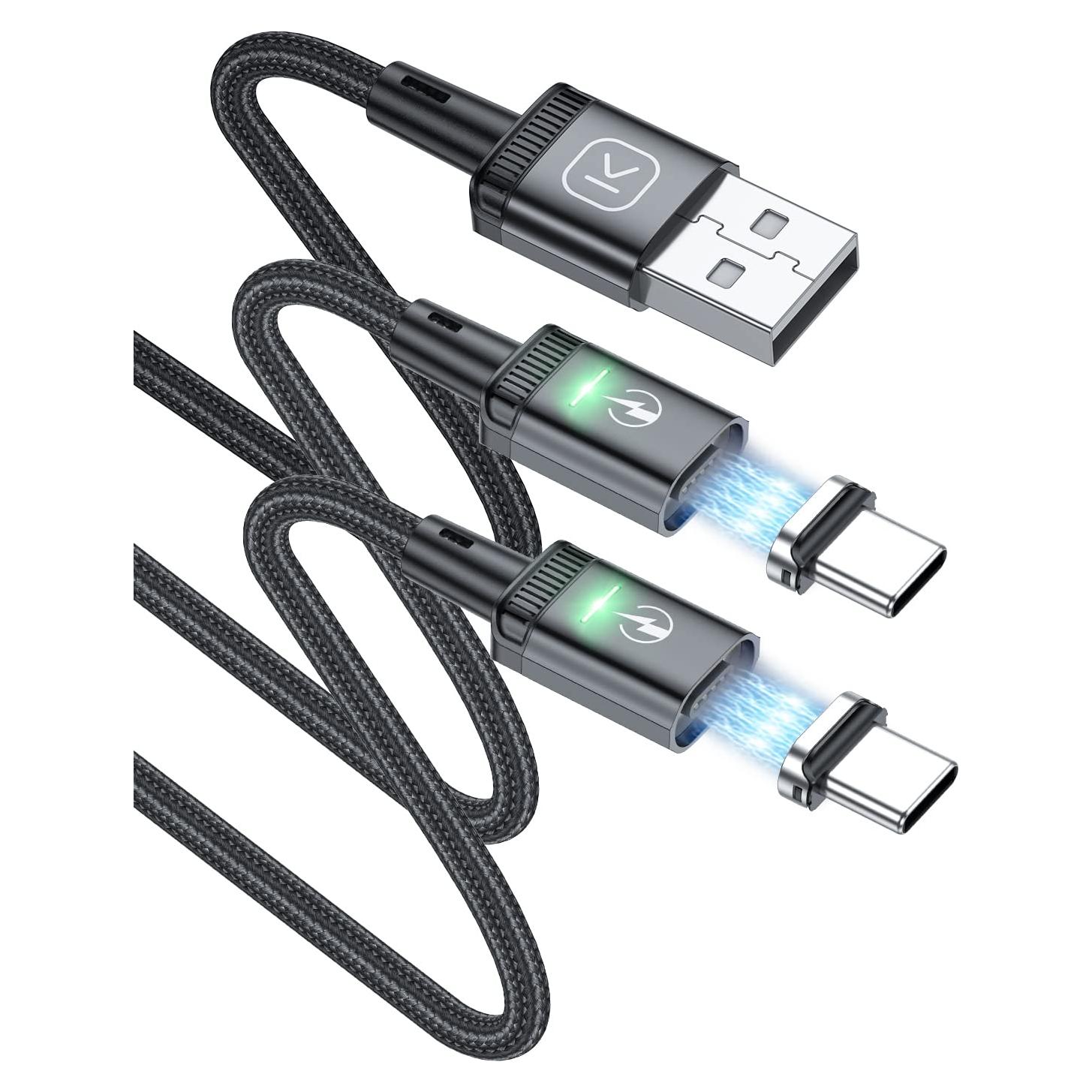 Cable Magnético Tipo C Kuulaa 1.83m 2Pack Carga Rápida LED