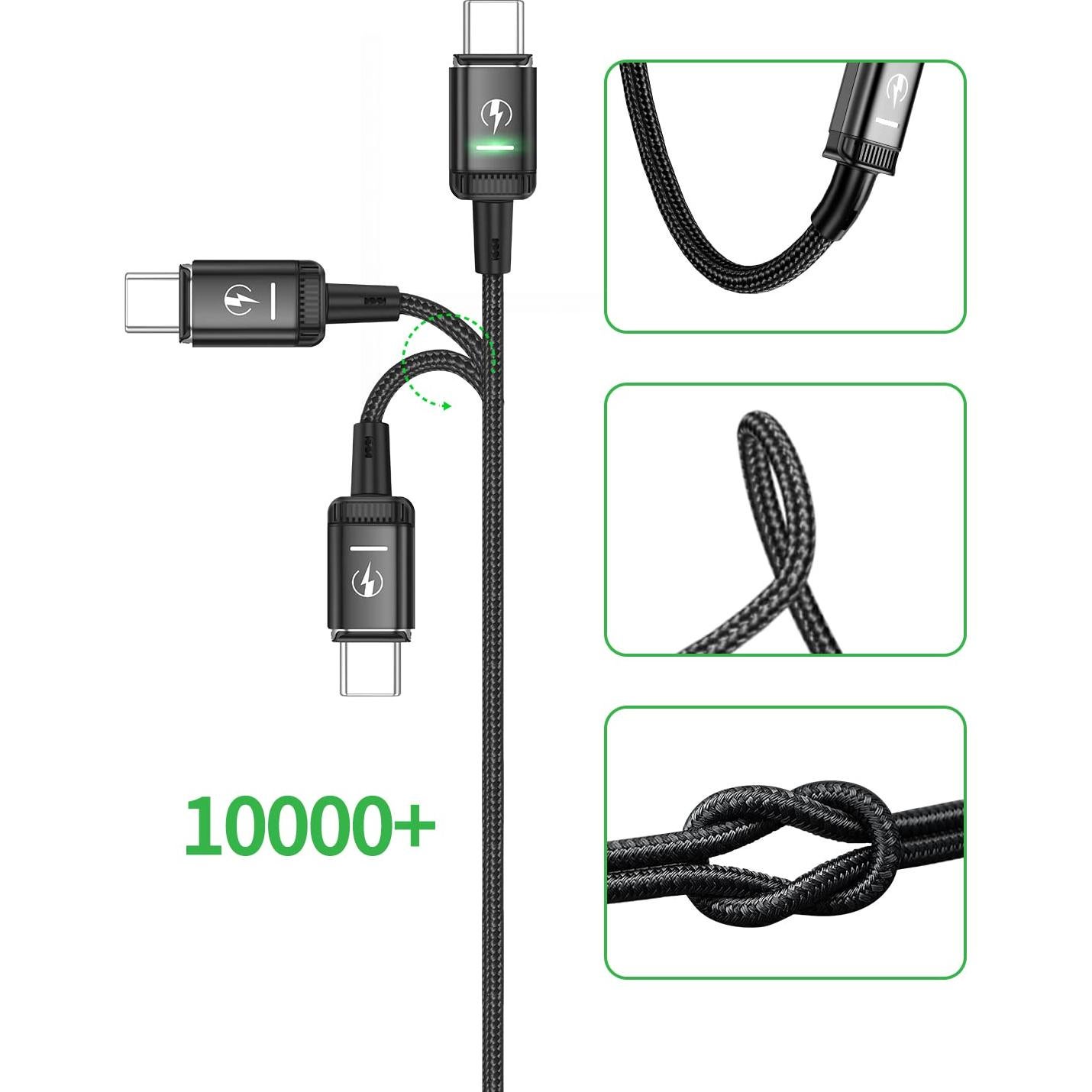 Cable Magnético Tipo C Kuulaa 1.83m 2Pack Carga Rápida LED