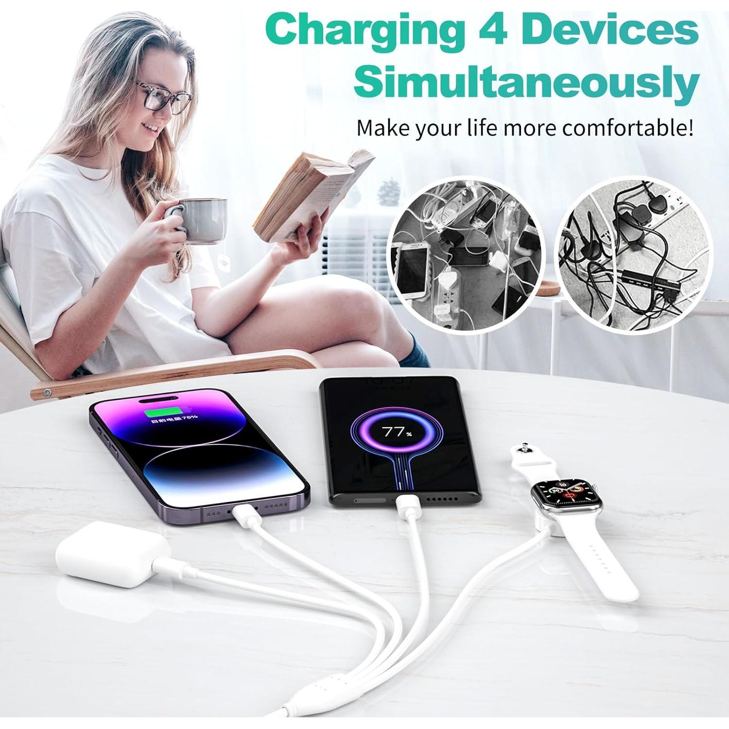 Cargador Magnético 4-en-2 USB C para Apple Watch y iPhone