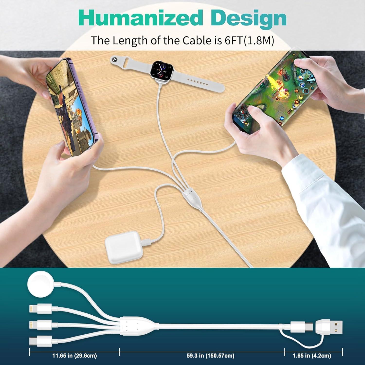 Cargador Magnético 4-en-2 USB C para Apple Watch y iPhone