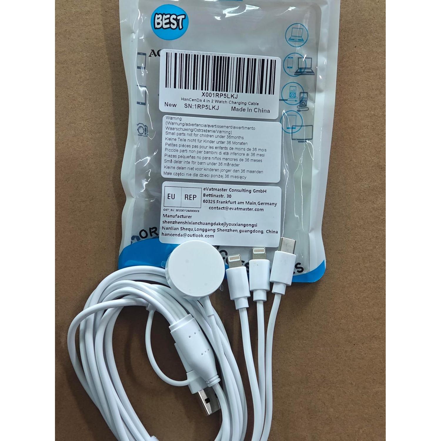 Cargador Magnético 4-en-2 USB C para Apple Watch y iPhone