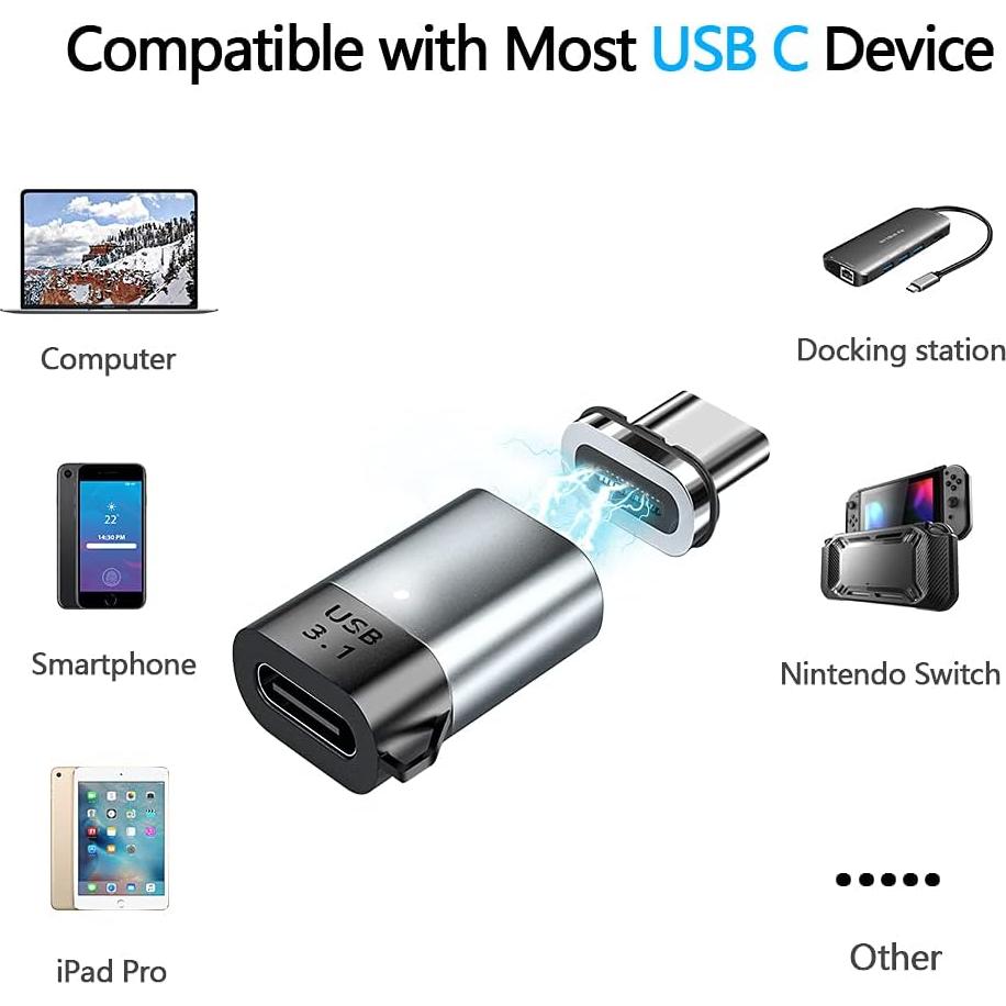 Adaptador Magnético USB C 24 Pines AUCON Carga Rápida 100W