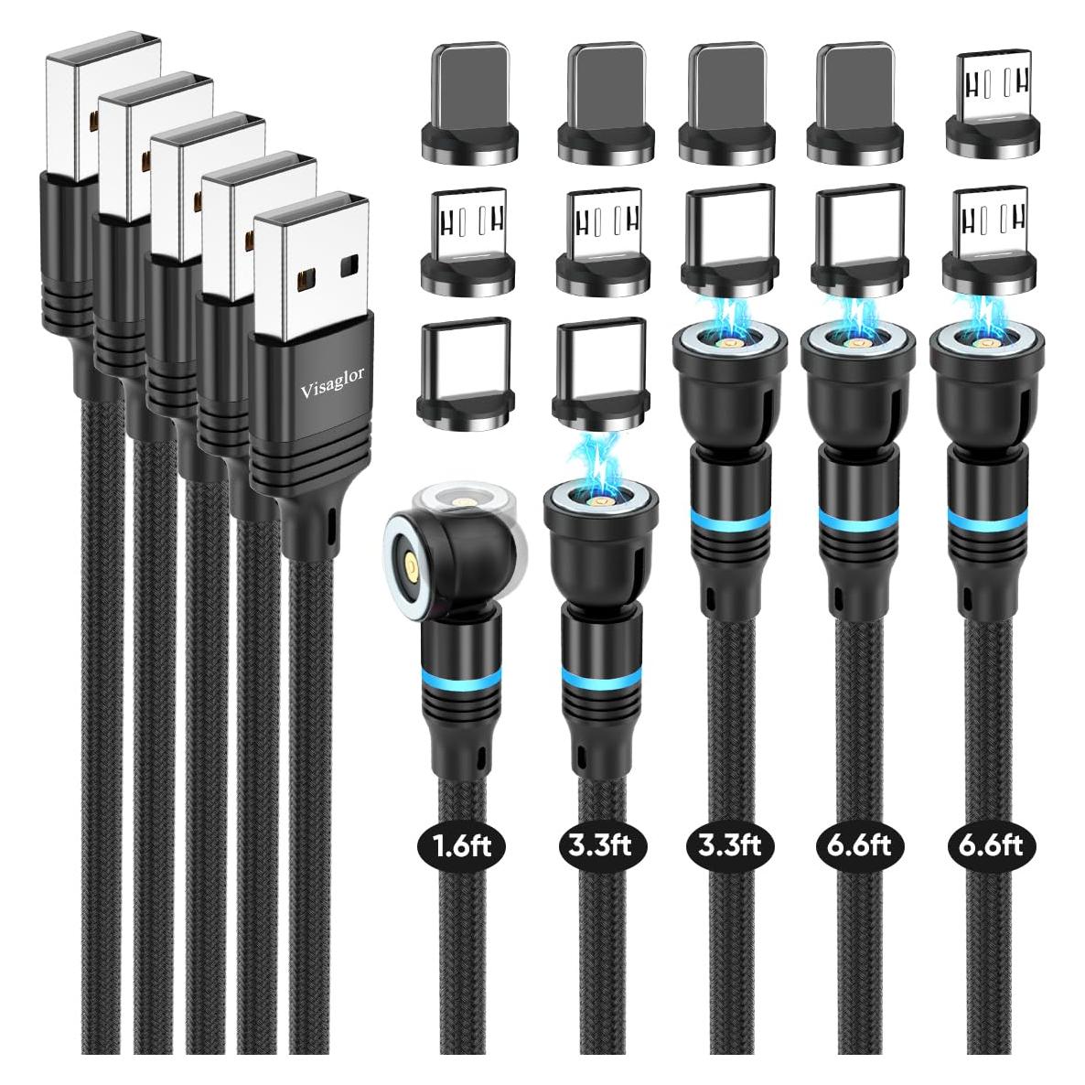 Cable de Carga Magnético 5-Pack VISAGLOR 0.49-2.00 m USB