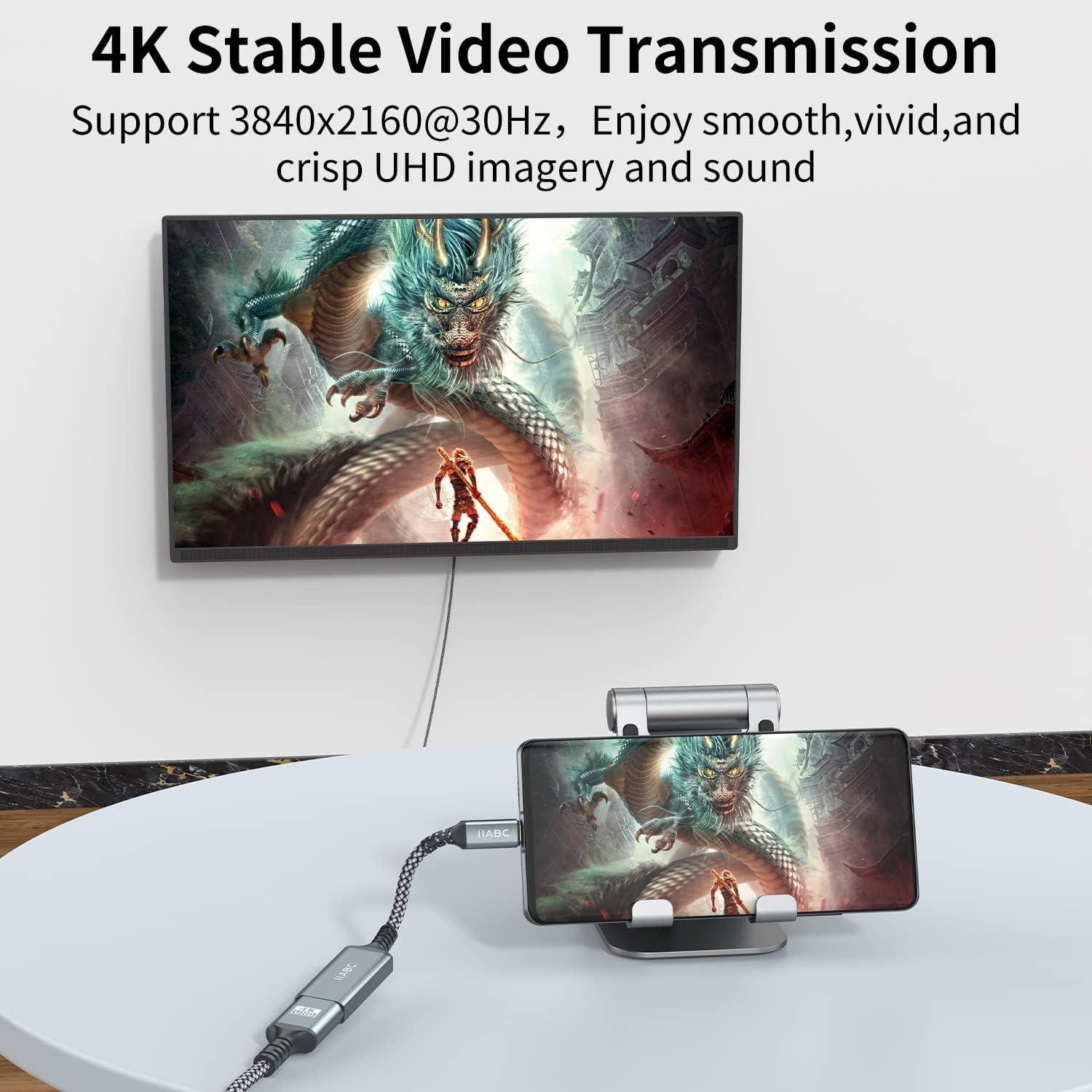 Adaptador USB-C a HDMI 4K IIABC para iPhone 15 Pro y más