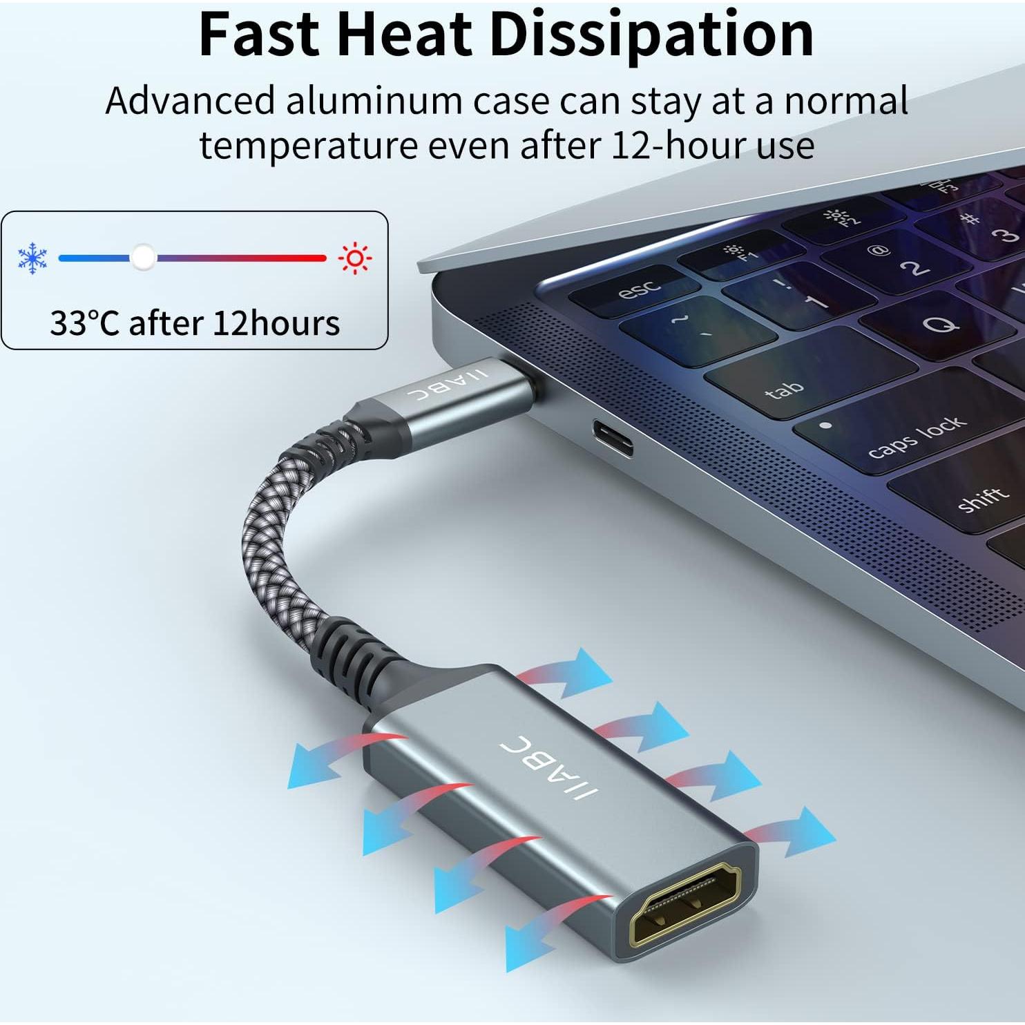Adaptador USB-C a HDMI 4K IIABC para iPhone 15 Pro y más