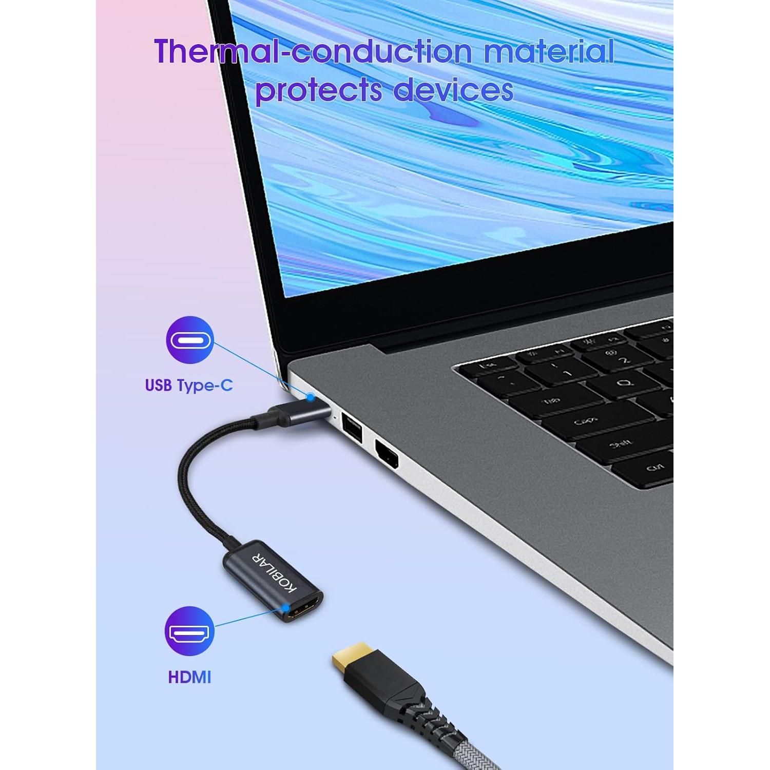 Adaptador USB C a HDMI 4K 60Hz Kobilar - Aluminio Negro