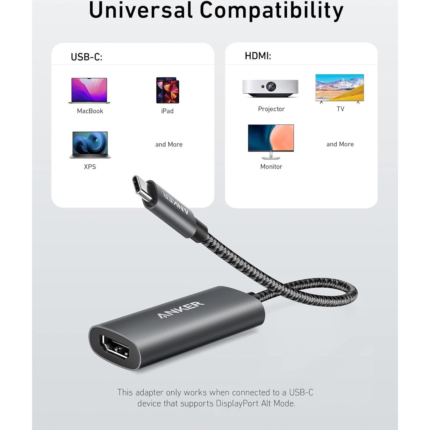 Adaptador USB-C a HDMI Anker A8317 - 8K@60Hz, 4K@144Hz