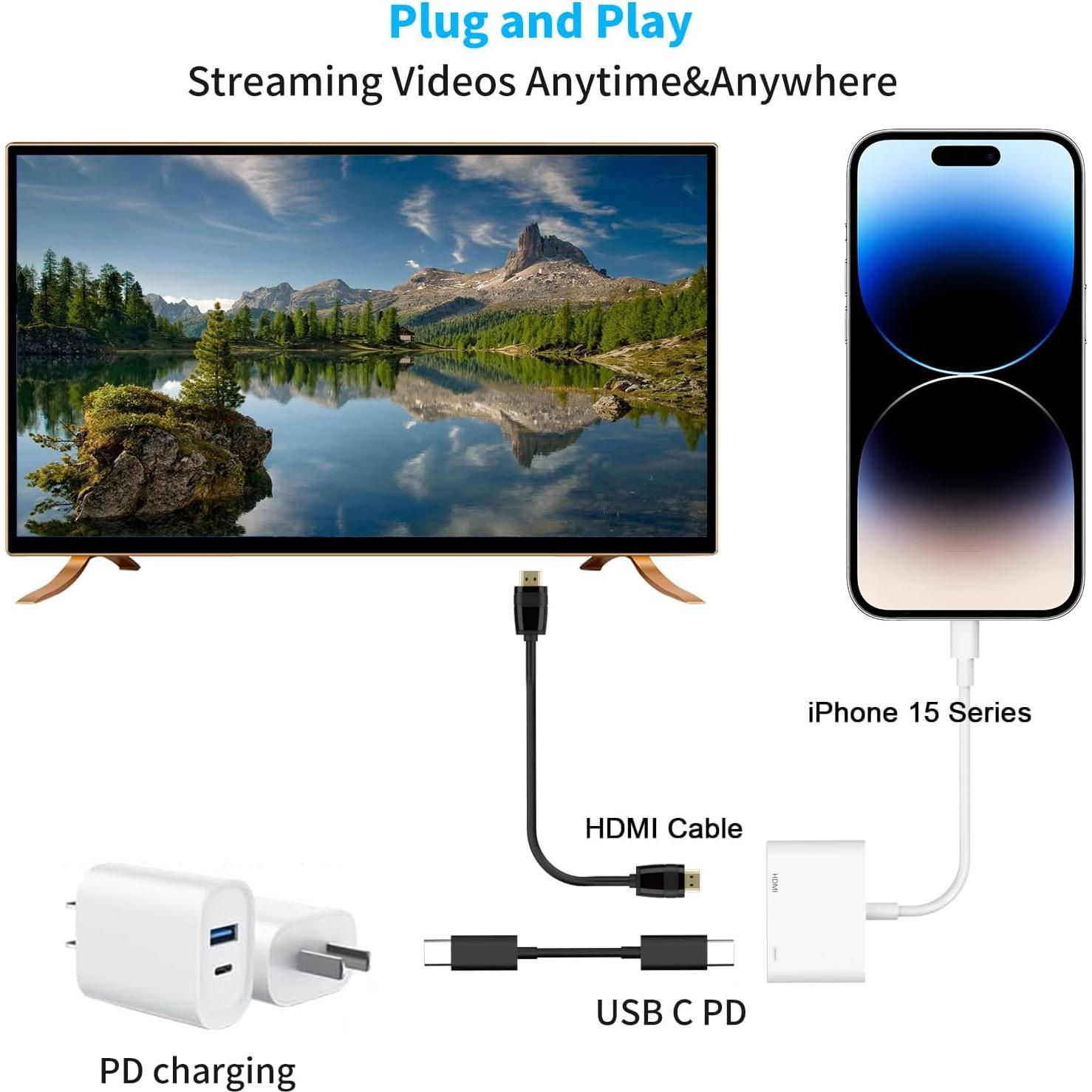 Adaptador USB C a HDMI 4K 60Hz para iPhone 15/16 - Airsky