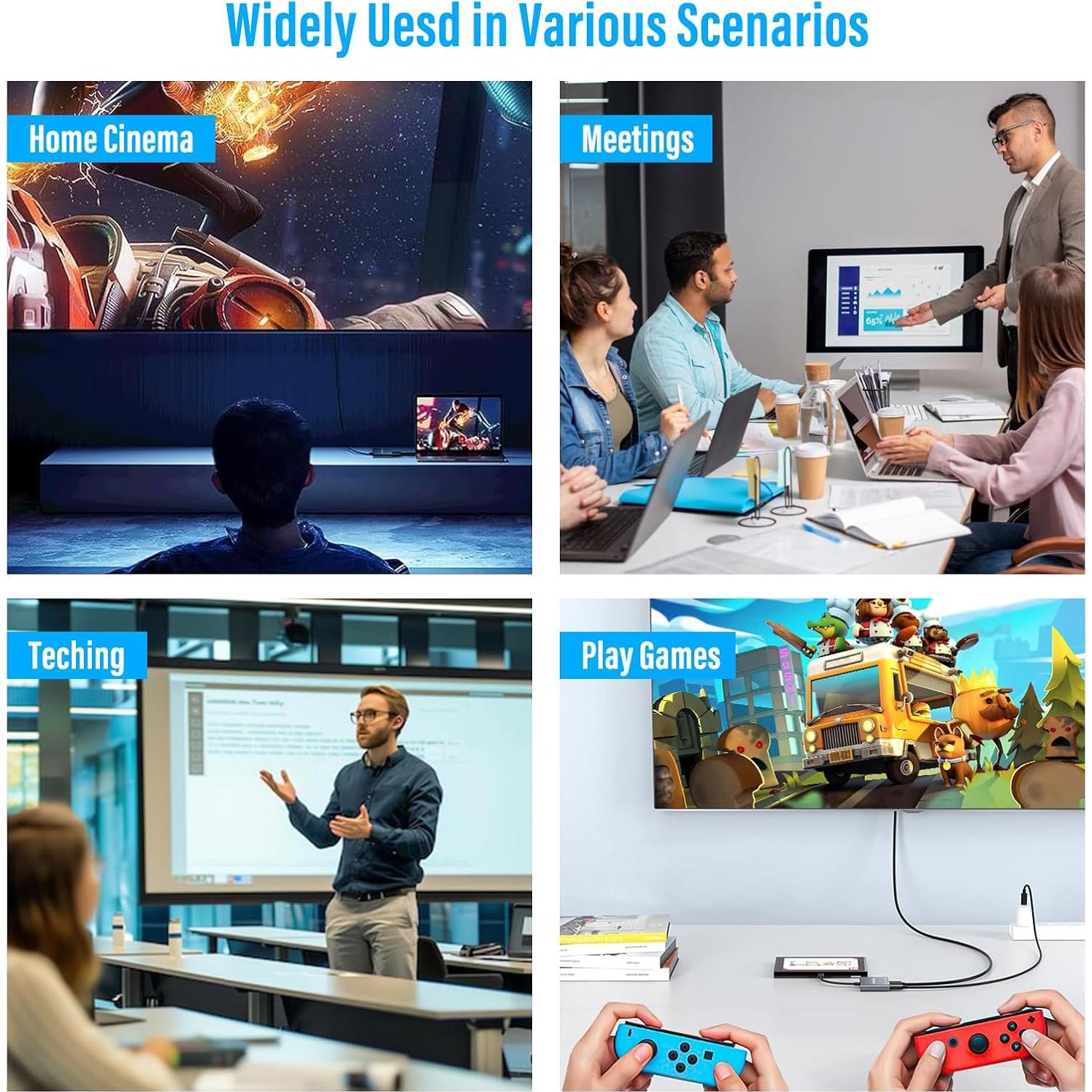 Adaptador USB-C a HDMI 4K Denlane con USB 3.0 y Carga 100W