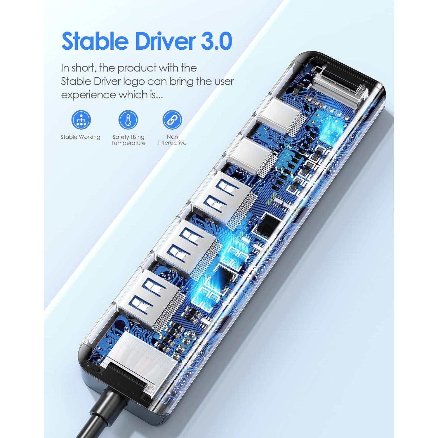 Hub USB C Lention CE35s 6 en 1 con HDMI 4K y 3 USB-A