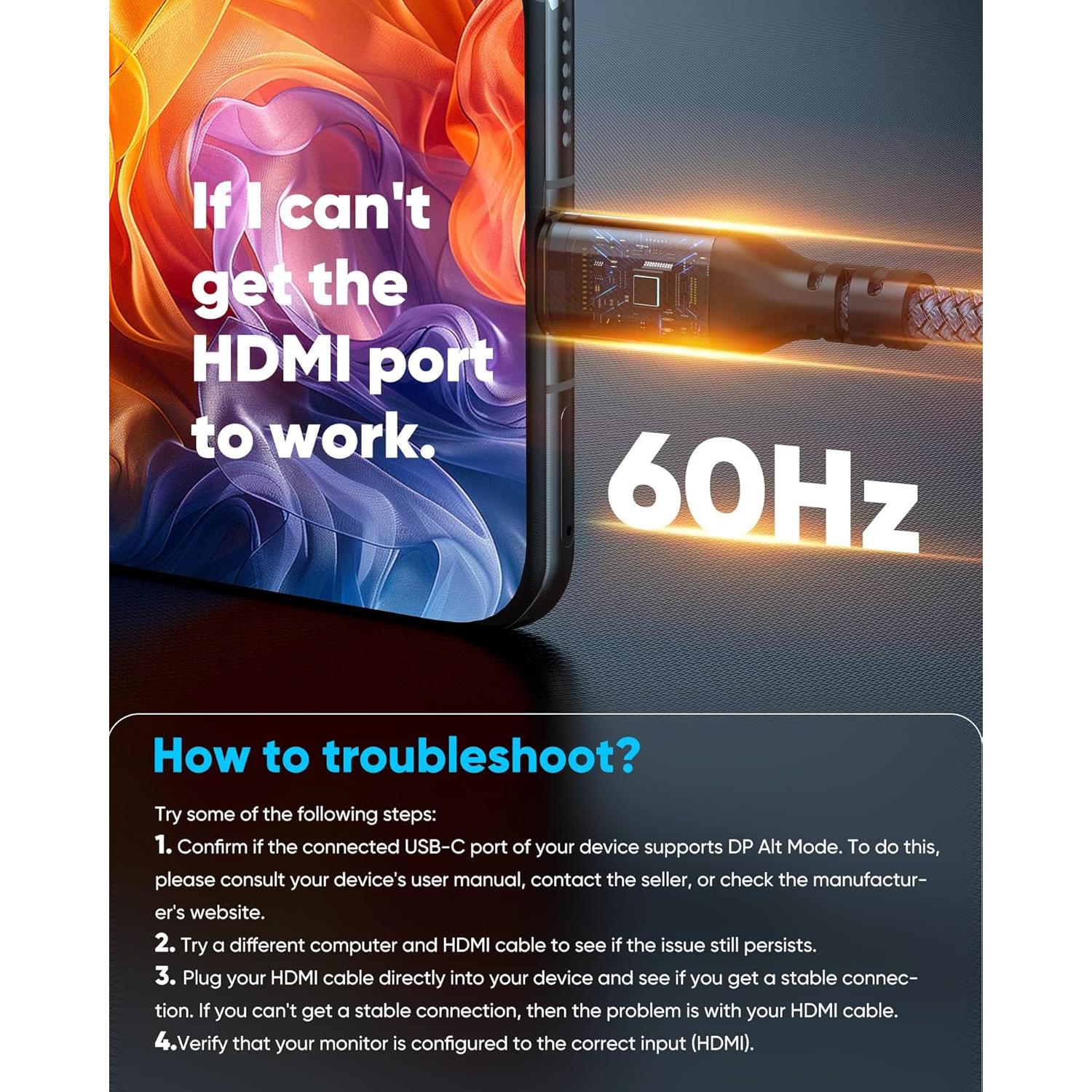 Cable USB C a HDMI 1.8M Highwings 4K 60Hz Trenzado