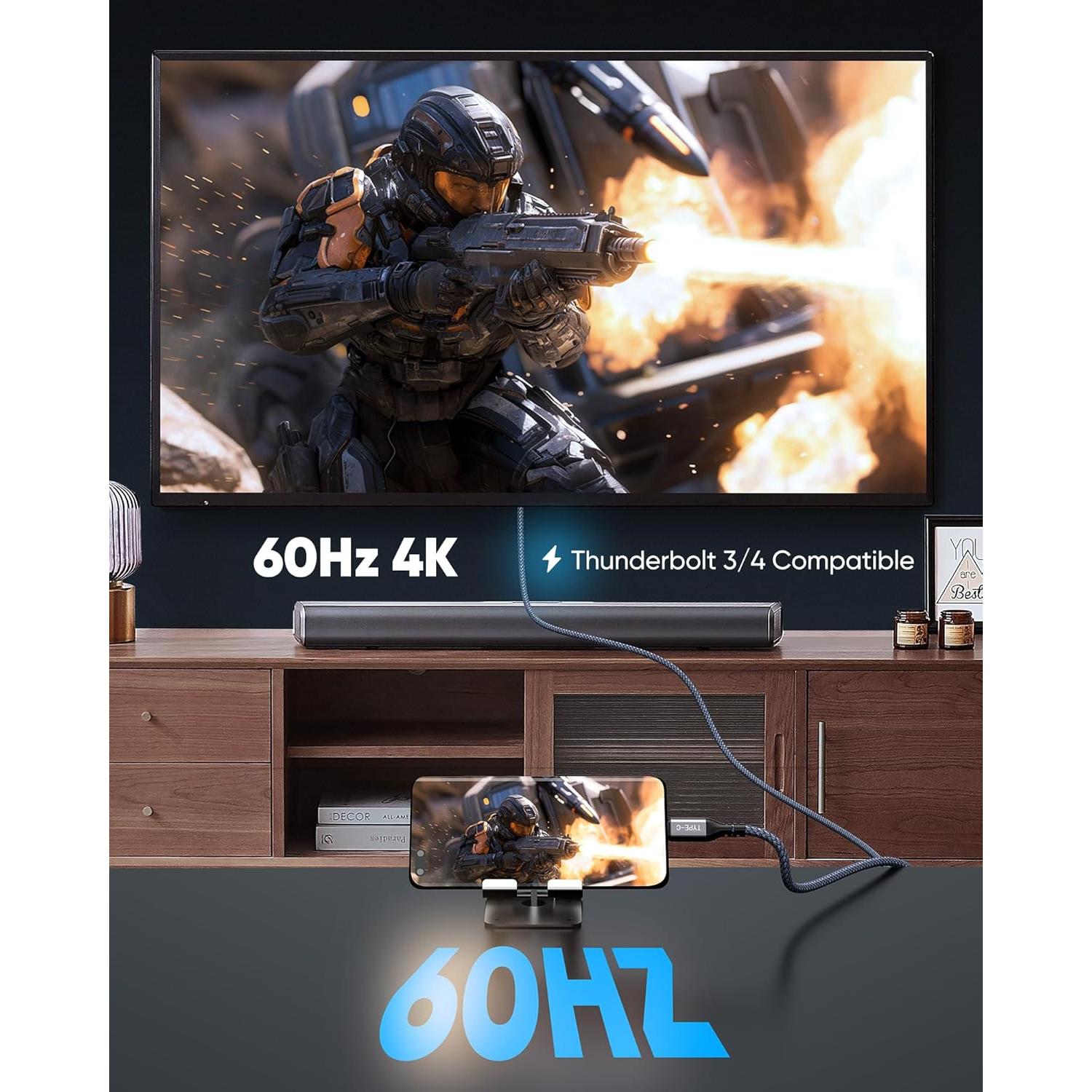 Cable USB C a HDMI 1.8M Highwings 4K 60Hz Trenzado