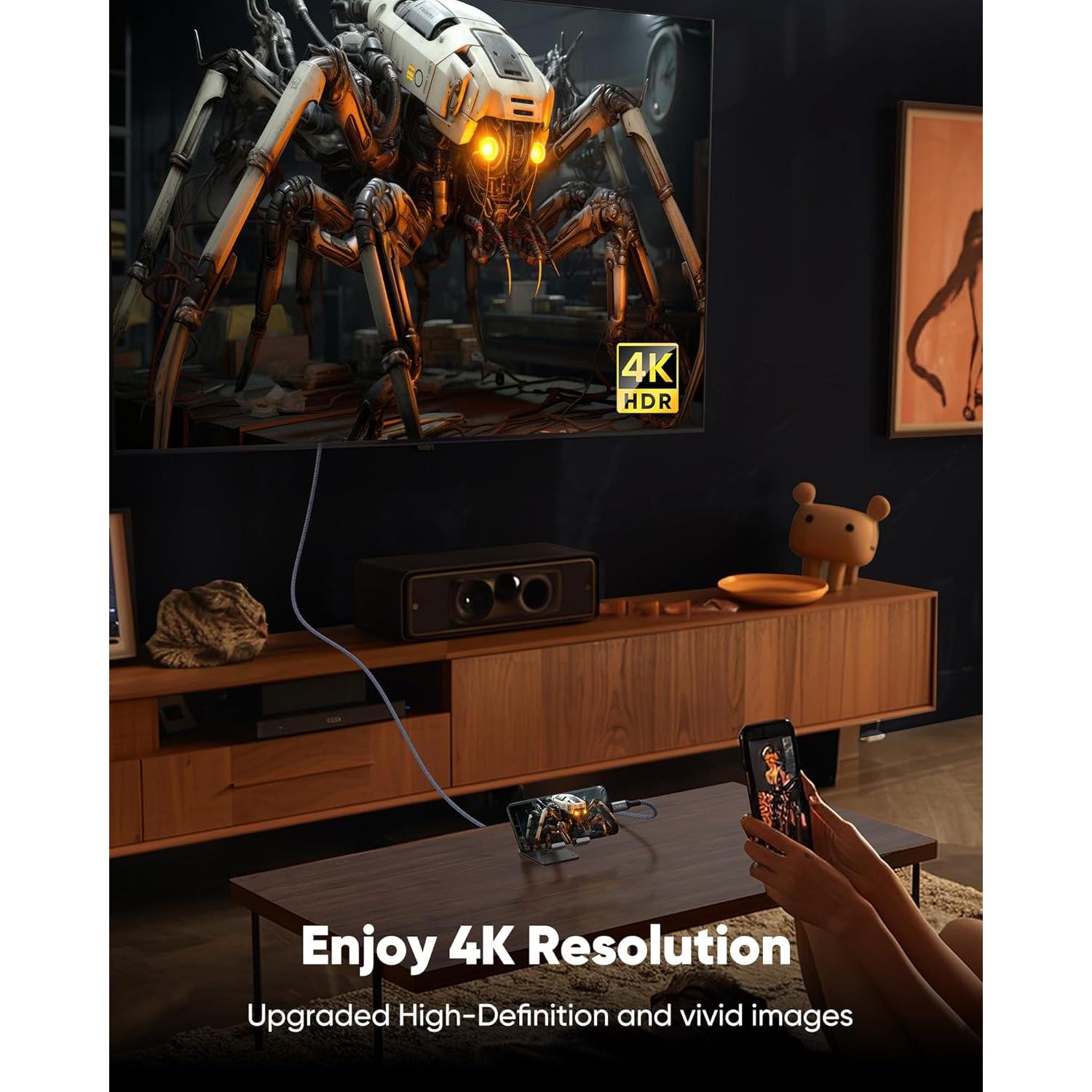 Cable USB C a HDMI 1.8M Highwings 4K 60Hz Trenzado