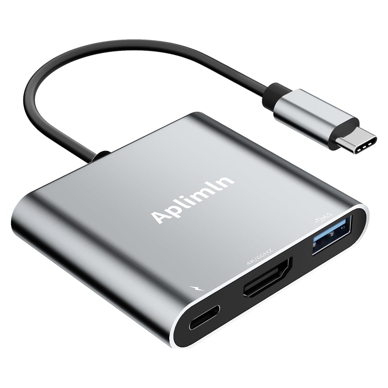 Adaptador USB-C a HDMI 4K Aplimln con USB-A y PD 100W