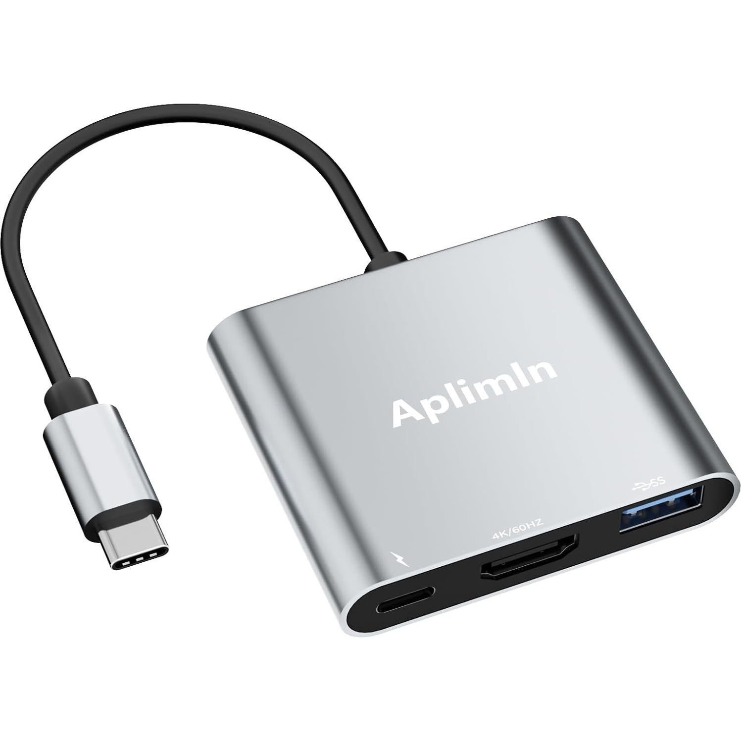 Adaptador USB-C a HDMI 4K Aplimln con USB-A y PD 100W